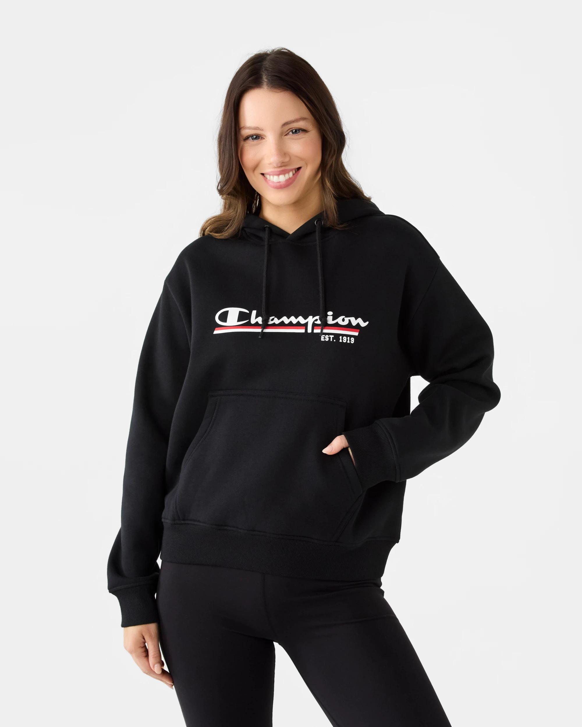 1 Champion Script Womens Hoodie Black, 1 of 7