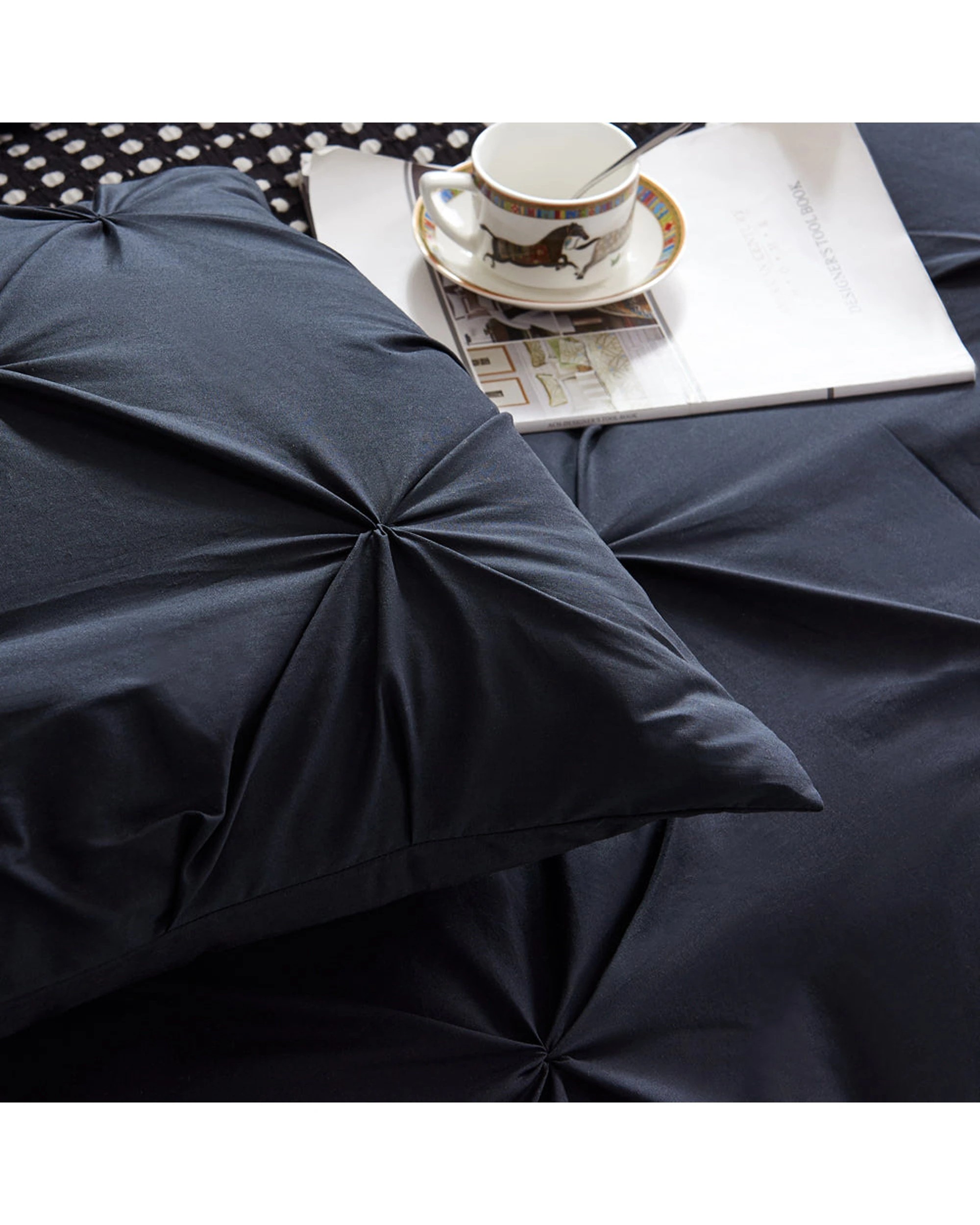 3 Cotton More 100% Cotton Diamond Pinch Pleated Quilt Set Double - Black, 3 of 5