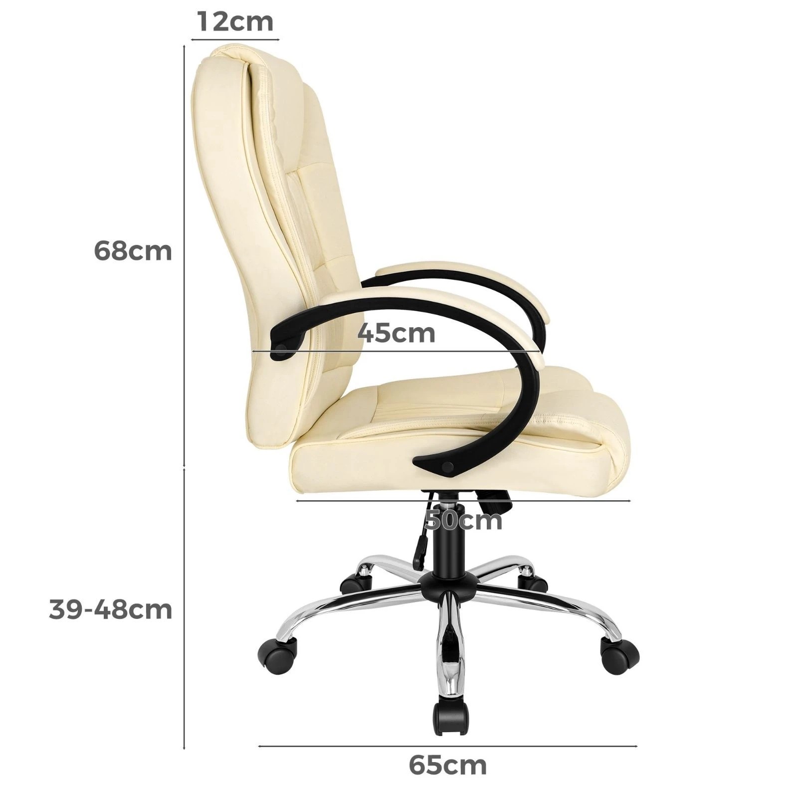4 Alfordson Office Chair Executive Gaming Computer Racer PU Leather Seat - Beige, 4 of 10