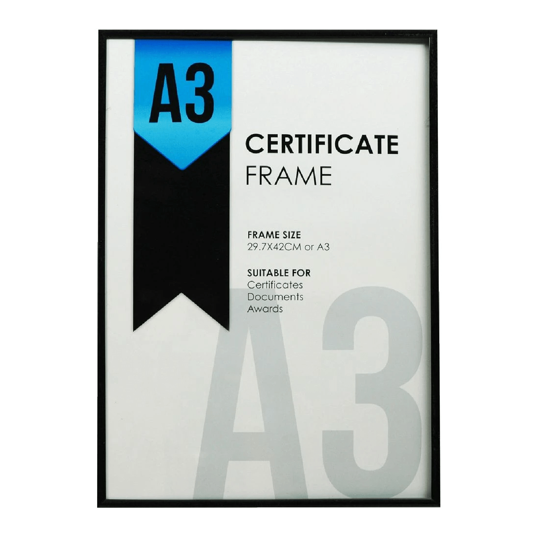 1 A3 Certificate Frame Black, 1 of 3