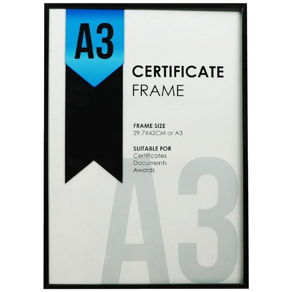 1 A3 Certificate Frame Black, 1 of 3