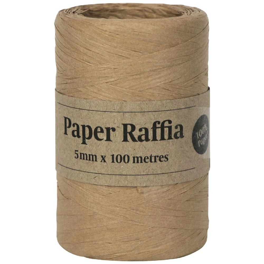 1 Gift Packaging Paper Raffia 5mm x 100m Kraft, 1 of 1