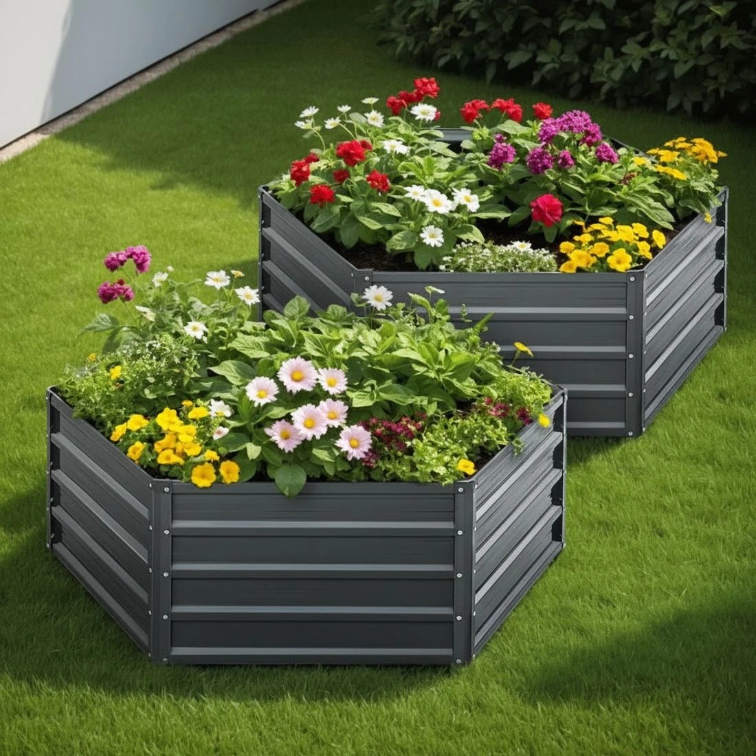 7 Green Fingers 2x Garden Bed 130x130x46cm Planter Box Raised Container Galvanised - Grey, 7 of 7