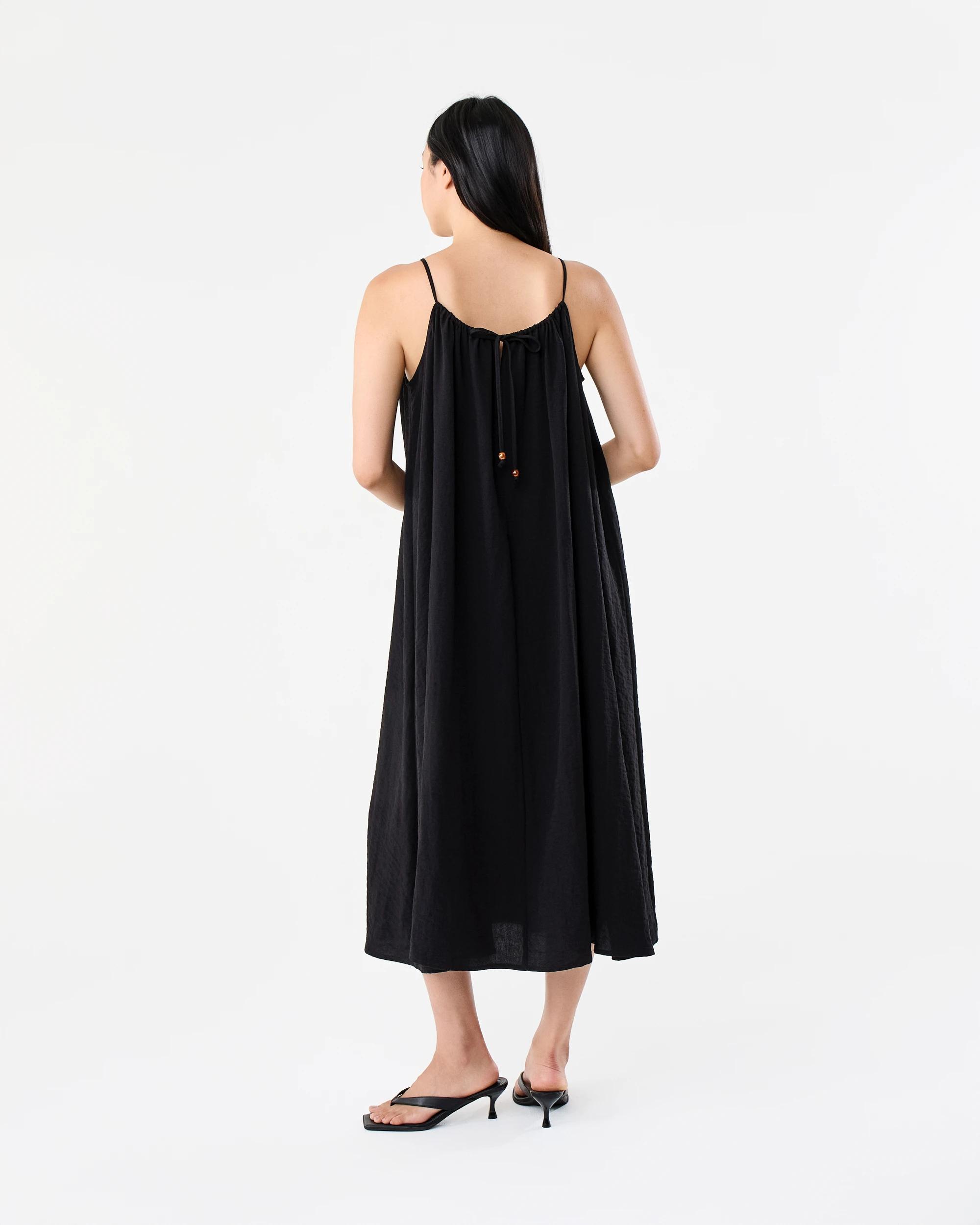 2 Sleeveless Textured Midi Dress Black, 2 of 7