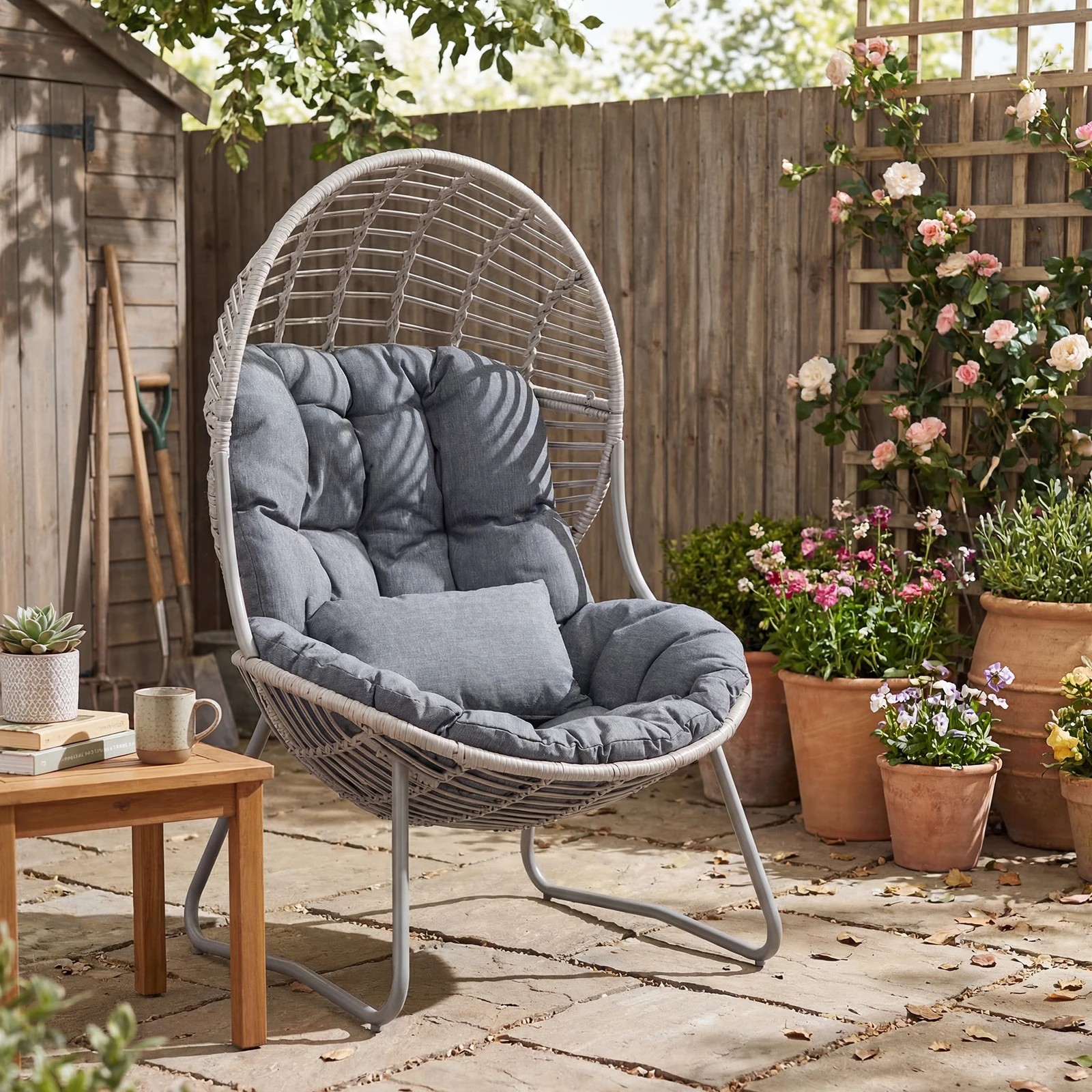 4 Costway PE Wicker Egg Chair w/Removable Seat & Back Cushion In/Outdoor Lounge Chair, 4 of 7