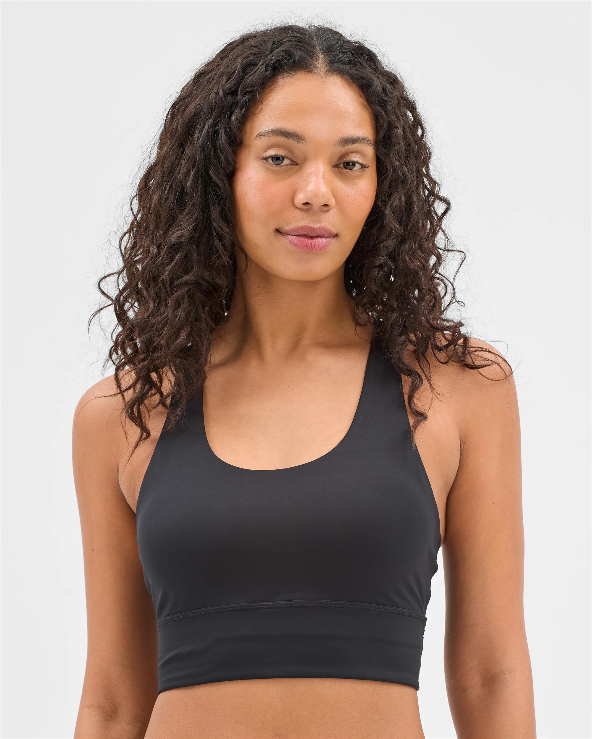 1 Target Womens Longline Medium Impact Sports Crop Top - Alex BLACK, 1 of 3