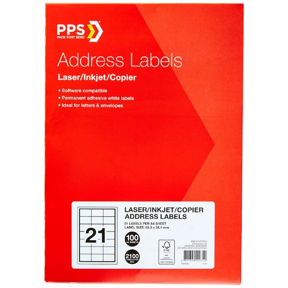 1 PPS Inkjet Laser Address Labels 21UP 100 Sheets, 1 of 3