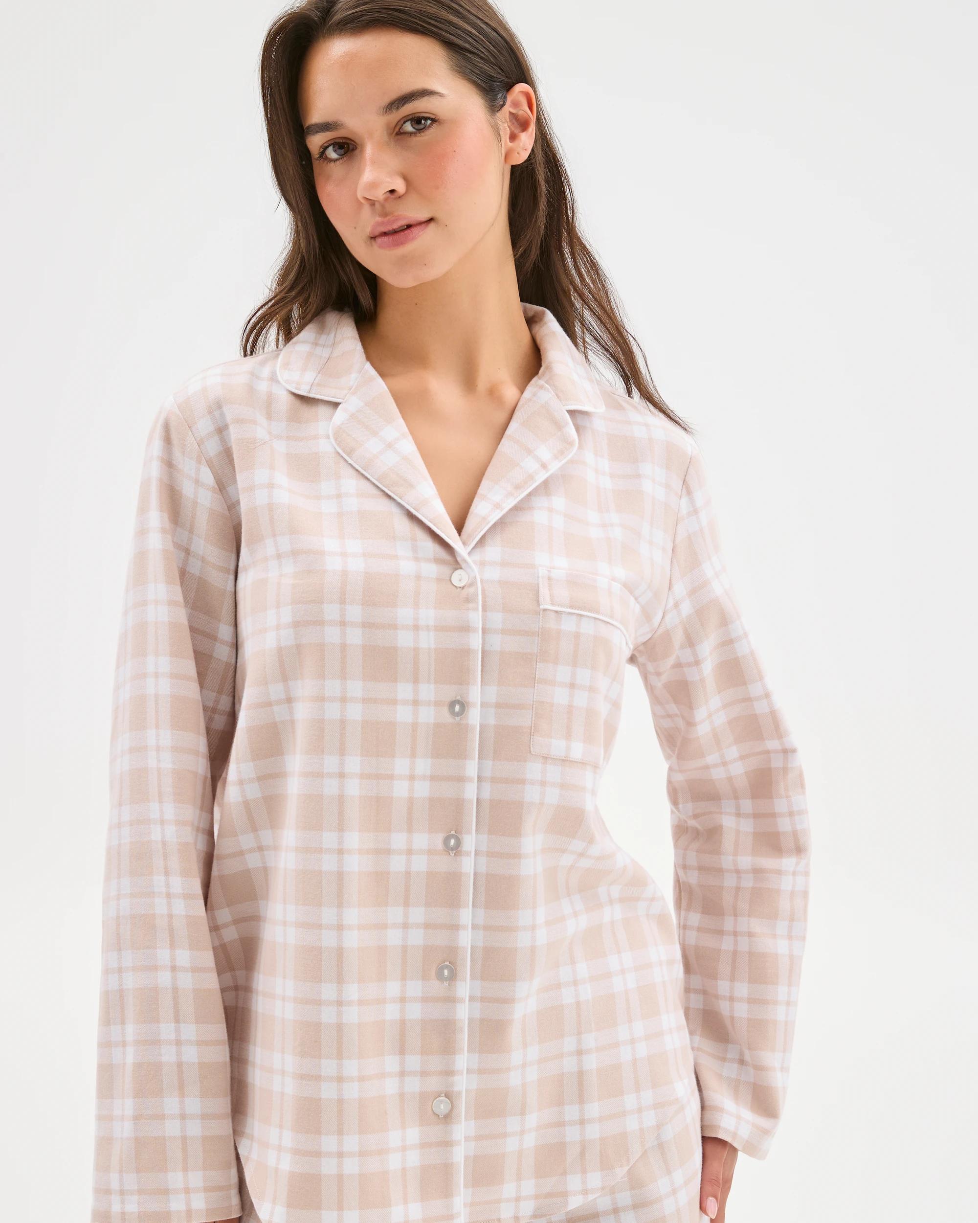 2 Target Woman Australian Cotton Flannelette Pyjama Set GINGHAM NEUTRAL, 2 of 6