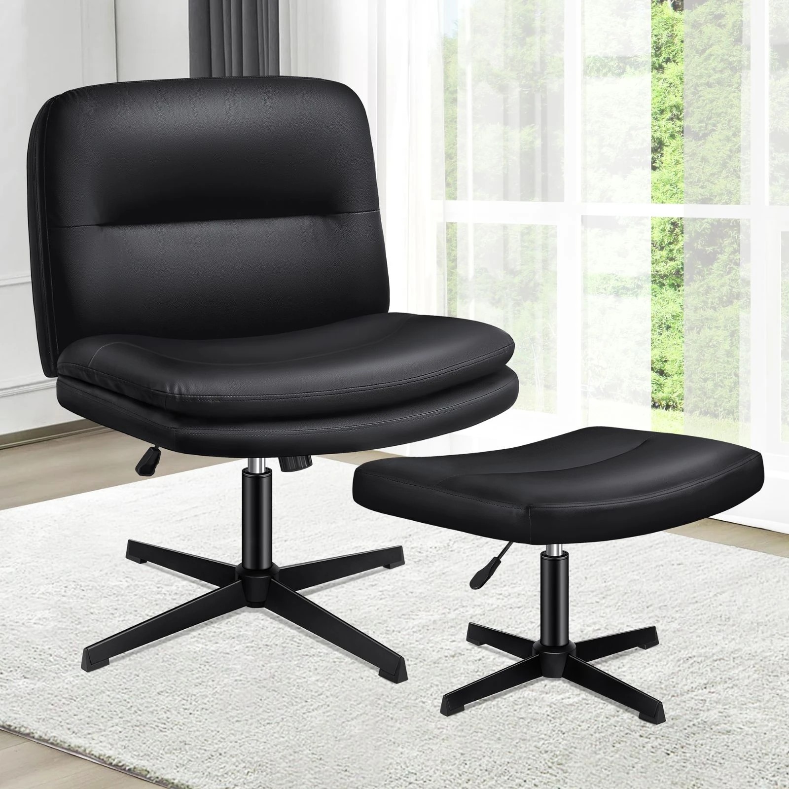 7 Alfordson Office Chair Computer Executive Seat Work Ottoman PU Leather - Black, 7 of 10