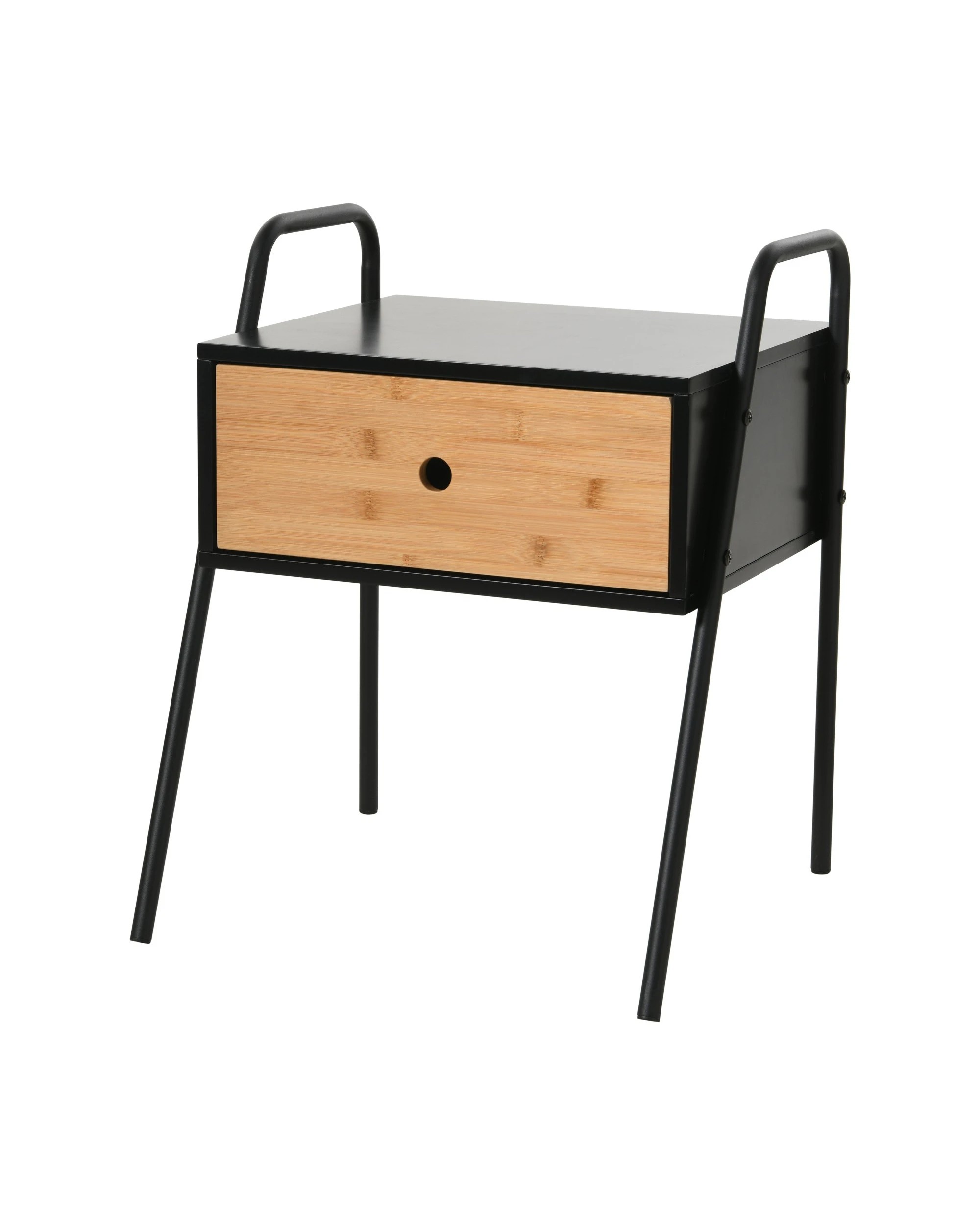 1 Sherwood Oliver Wooden Bed Side Table 43x40x52cm - Black, 1 of 8