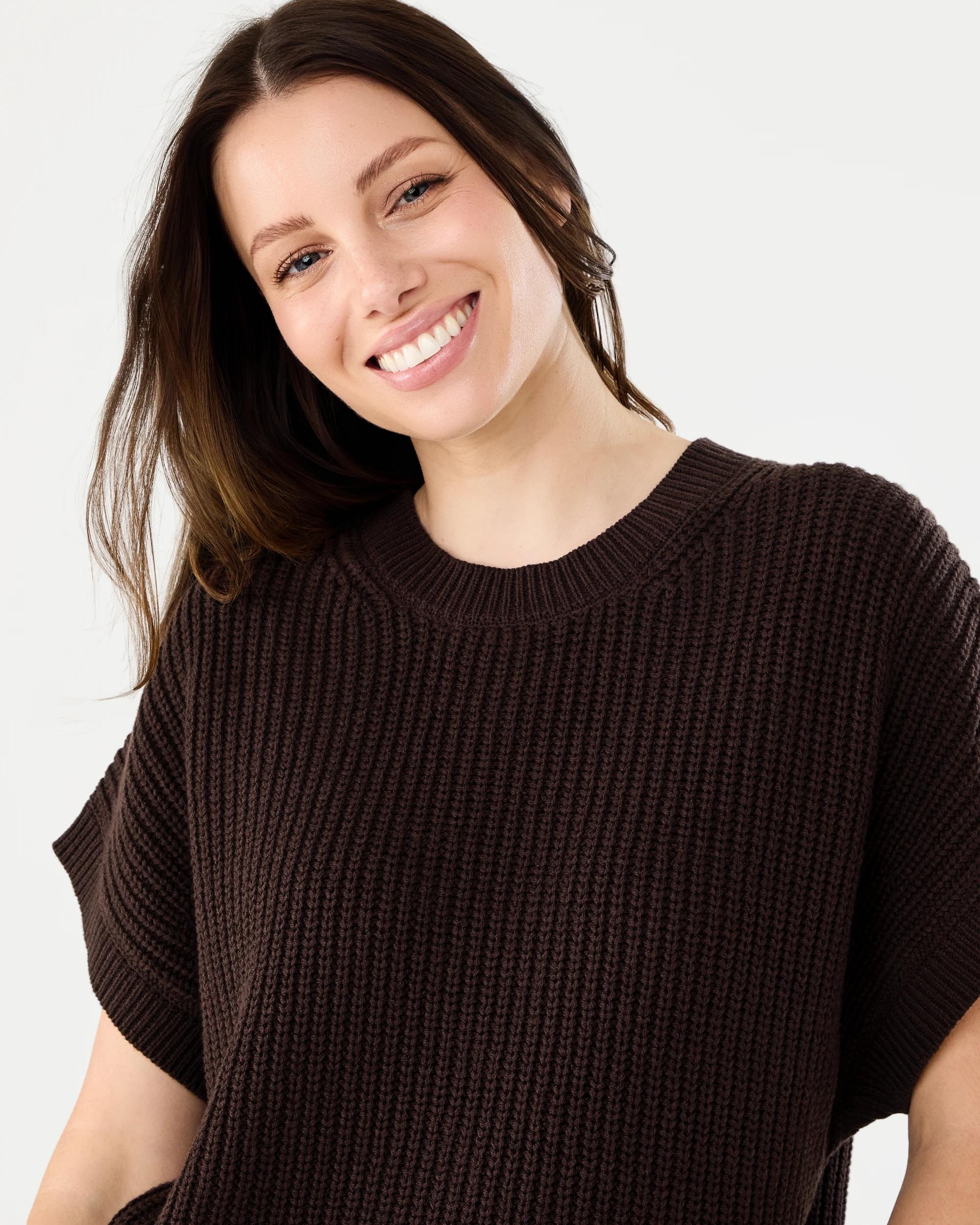 4 Short Sleeve Knit Pullover Melt Brown, 4 of 6