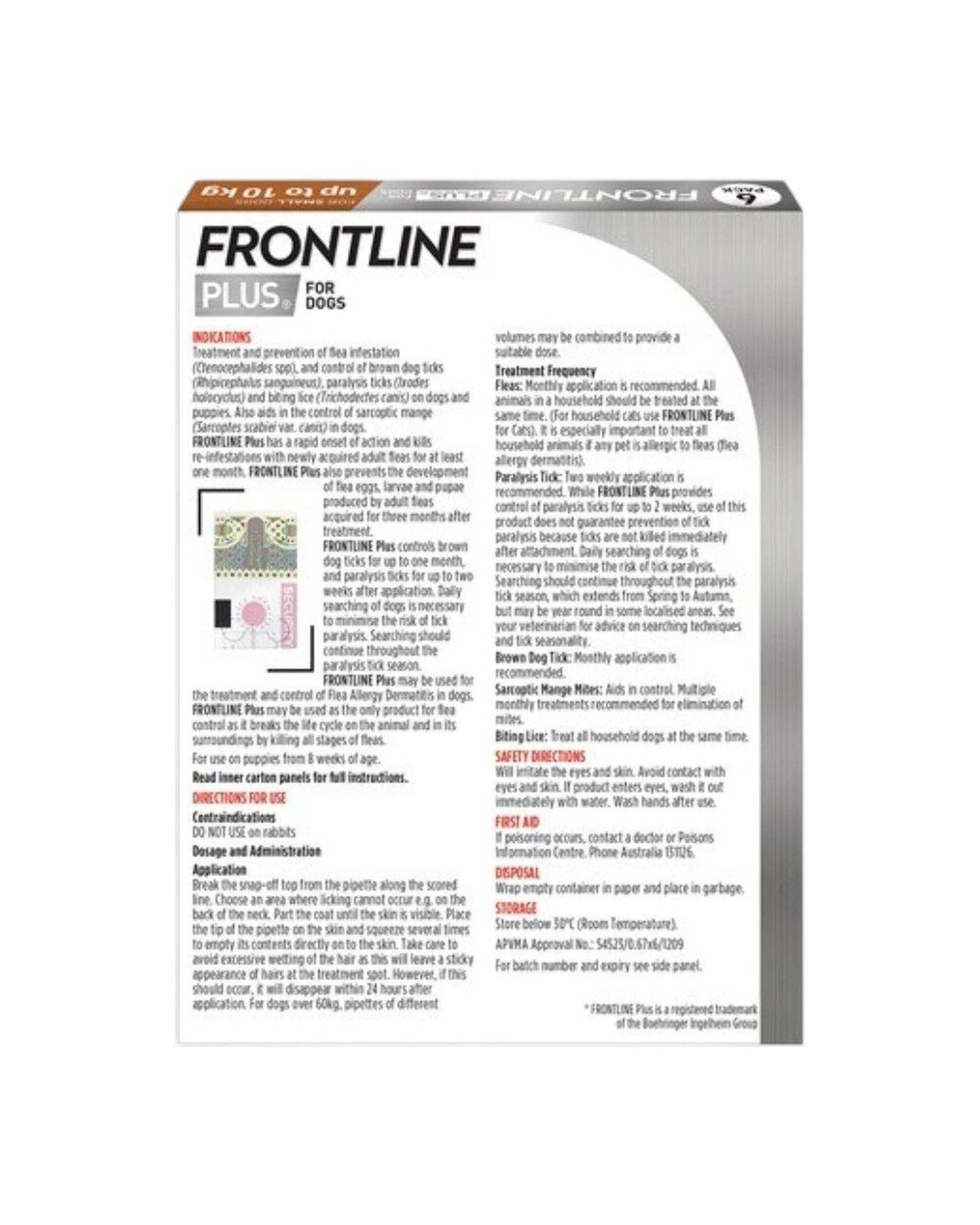 2 Frontline Plus Dog 0-10Kg Small 6'S Orange WFPDS6, 2 of 5