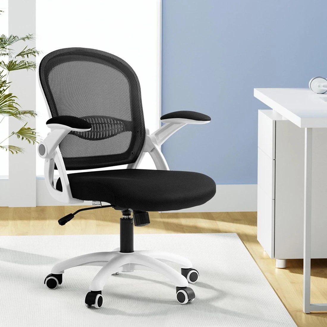 3 Artiss Mesh Office Chair Mid Back - Black, 3 of 5
