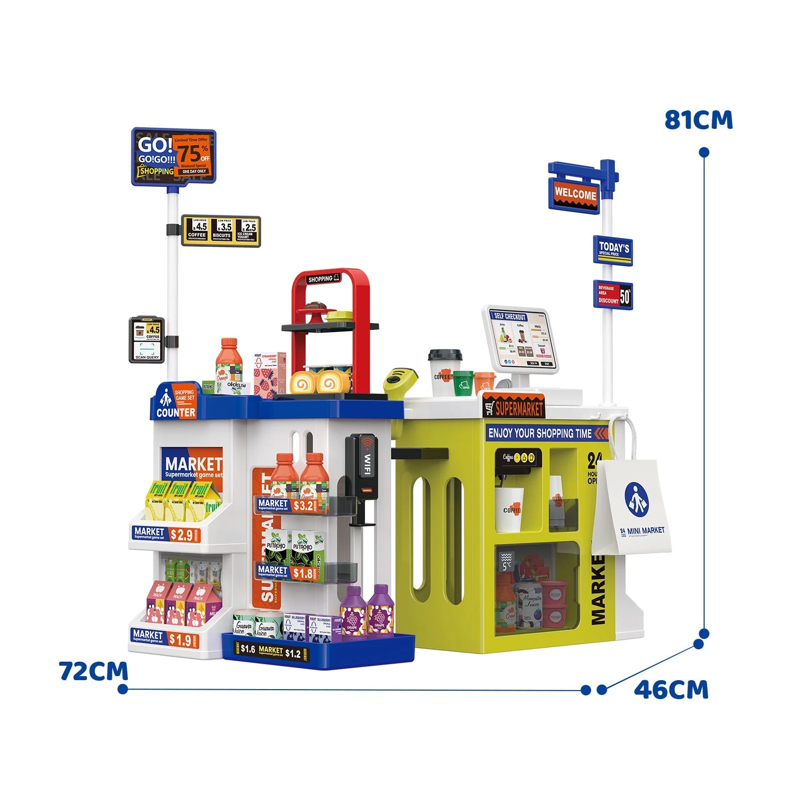 3 Ausway 67PCS Kids Supermarket Toys Education Pretend Play Set, 3 of 7