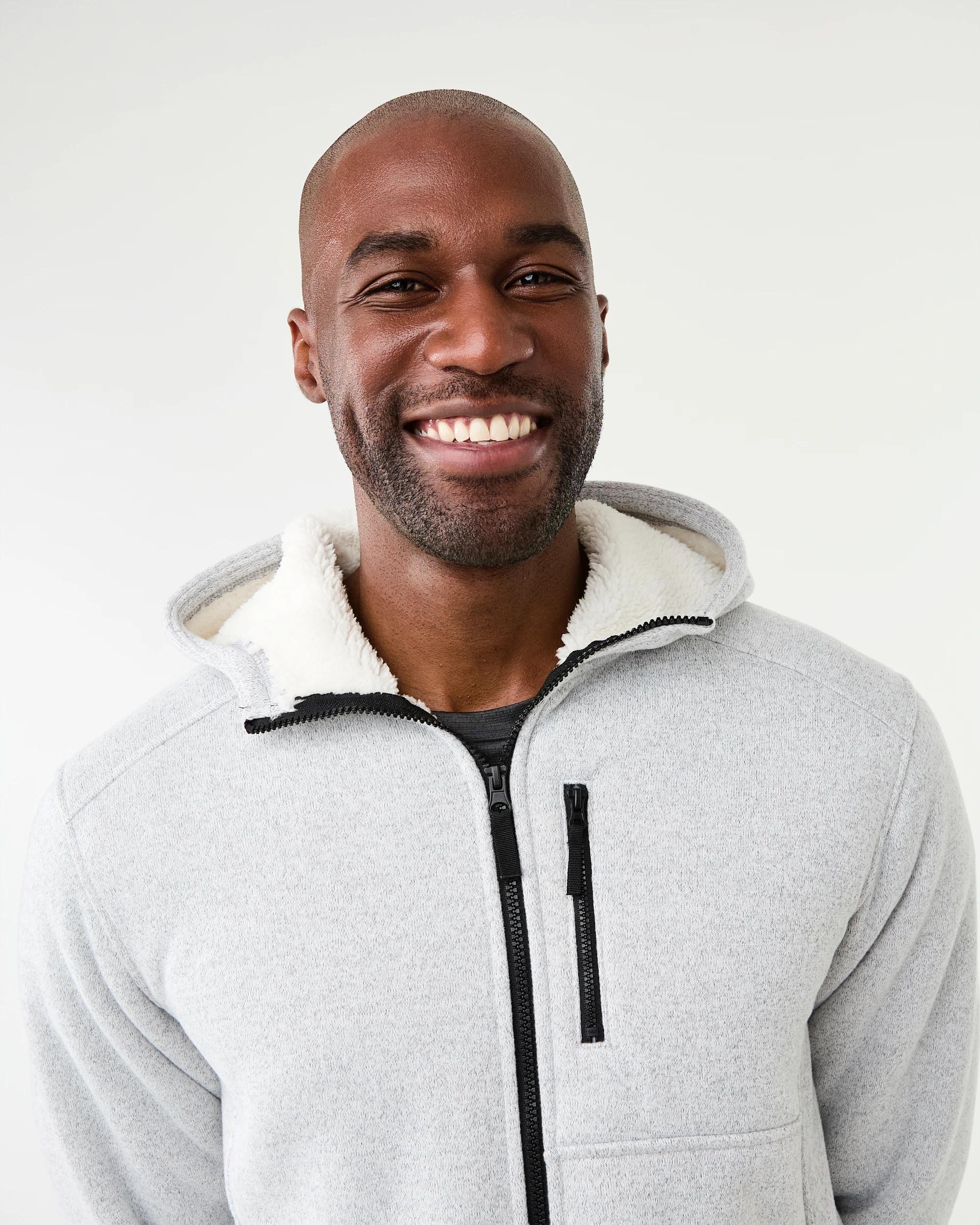 5 Active Mens Knit Sherpa Jacket Greymarle, 5 of 8