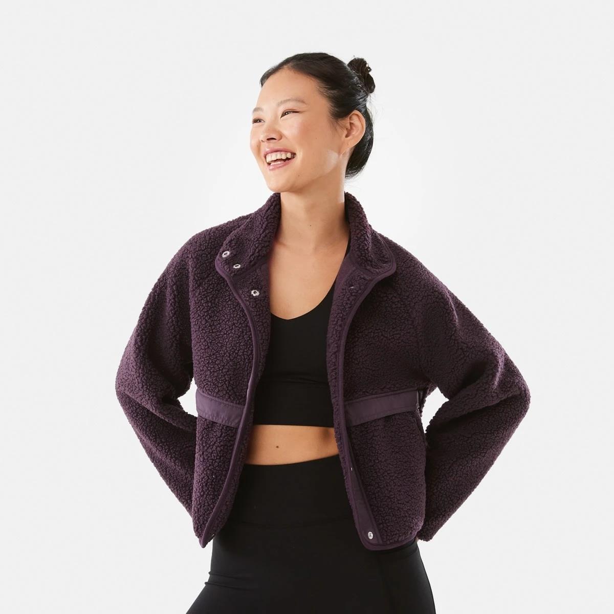 1 Active Womens Sherpa Patch Jacket Pur Raisin, 1 of 8
