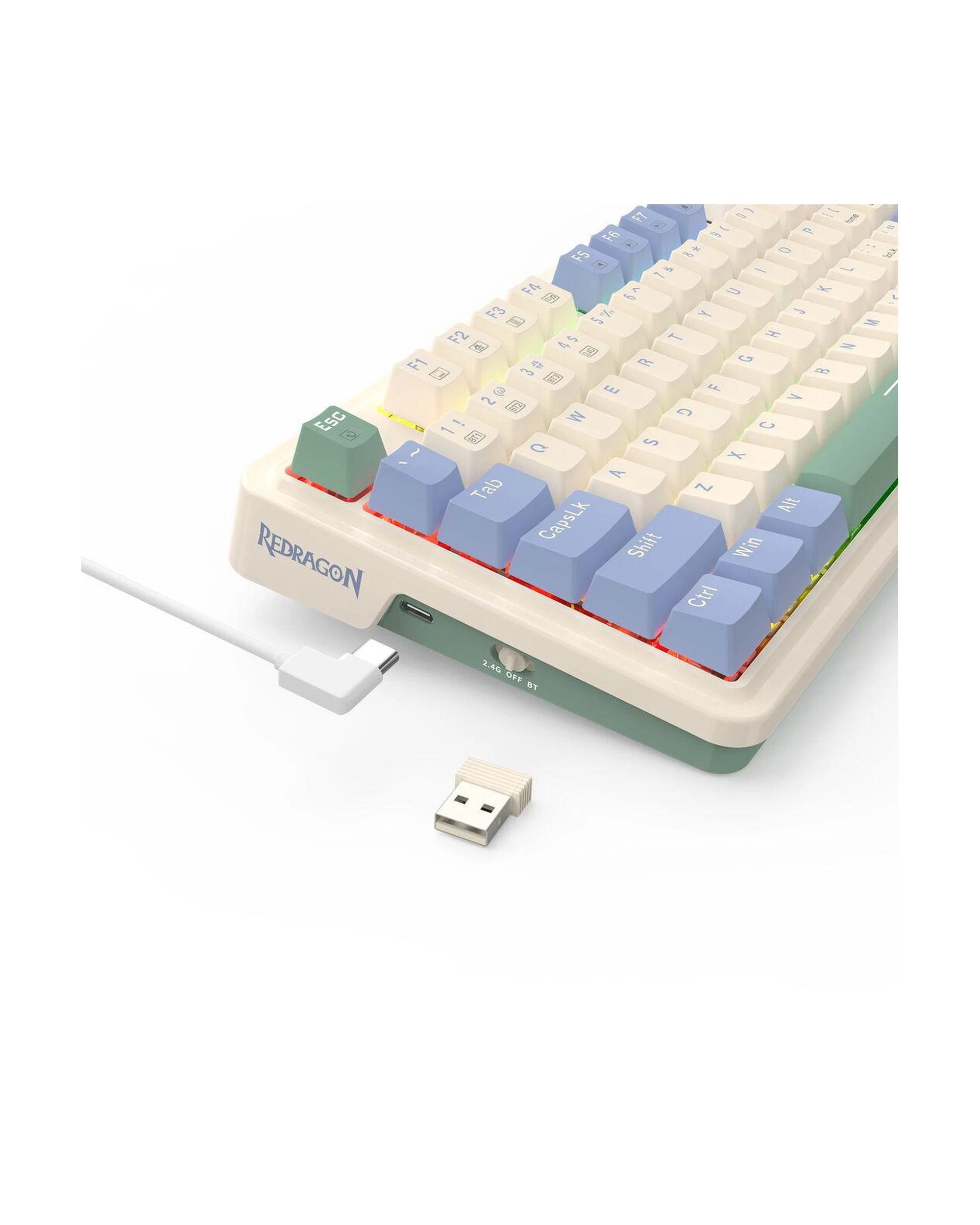 7 Redragon K673CPG RGB Pro White 75% Gasket Wireless Mechanical Keyboard, 7 of 9