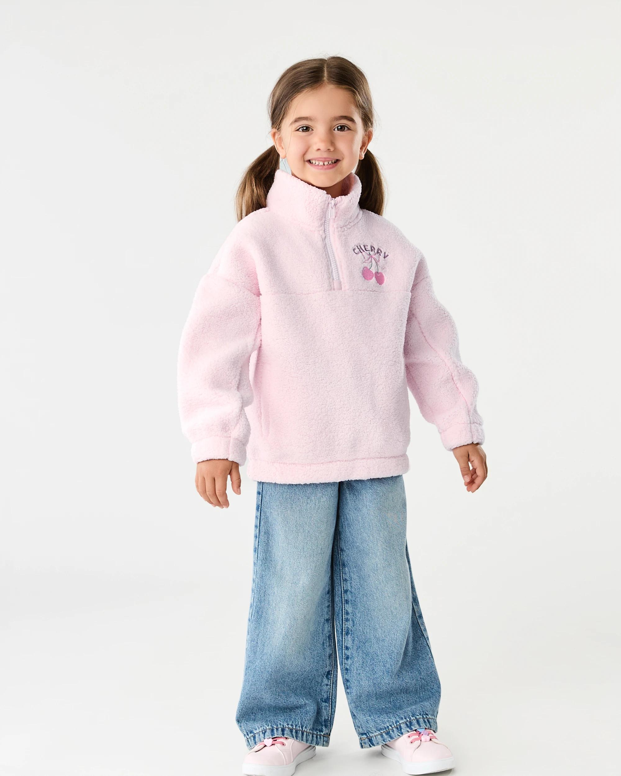 7 Quarter Zip Teddy Fleece Sweatshirt Pnk Cherry, 7 of 7