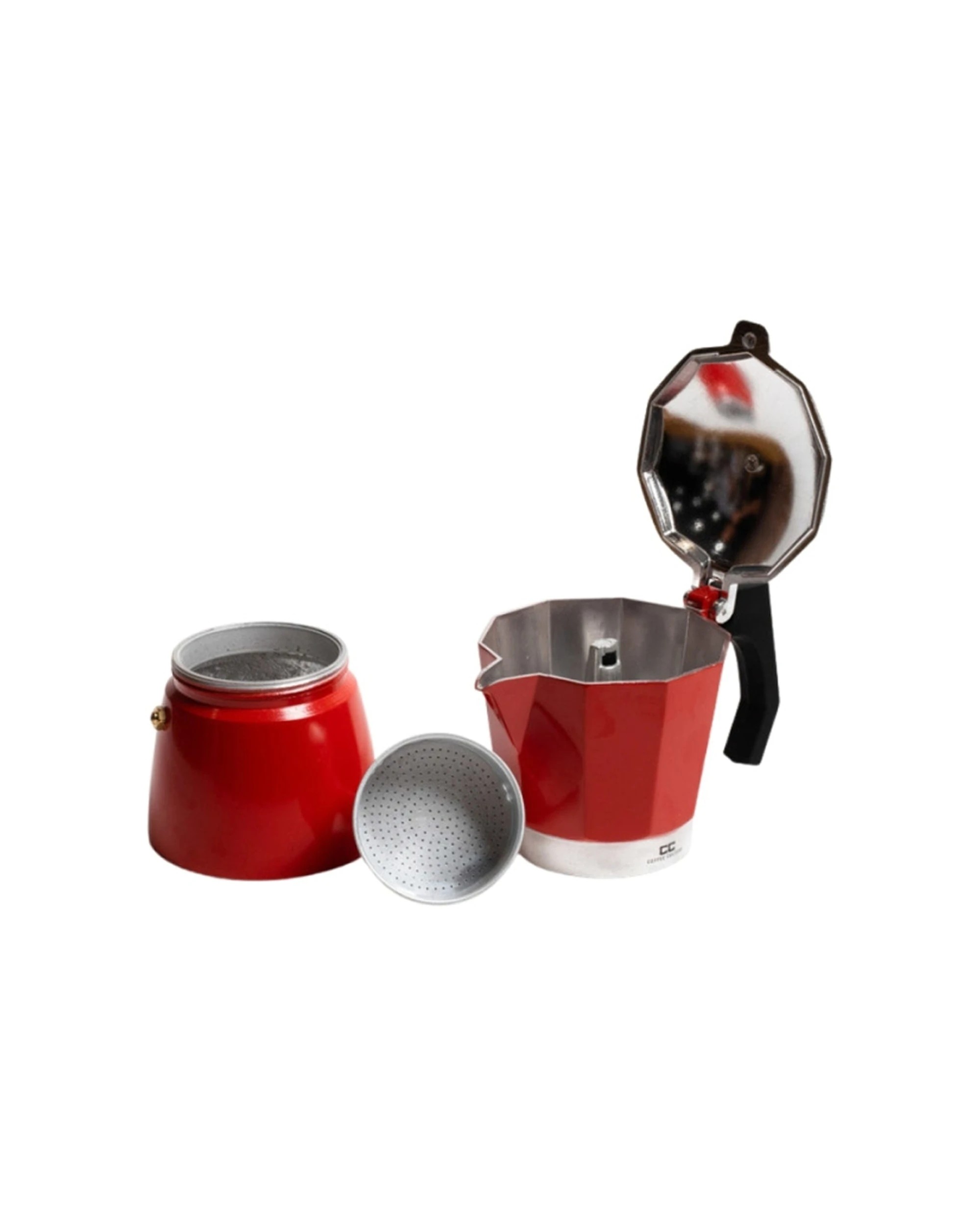 1 Coffee Culture Coffee Maker 6 Cup Stove Top Espresso Moka Pot Stainless Steel - Red, 1 of 3