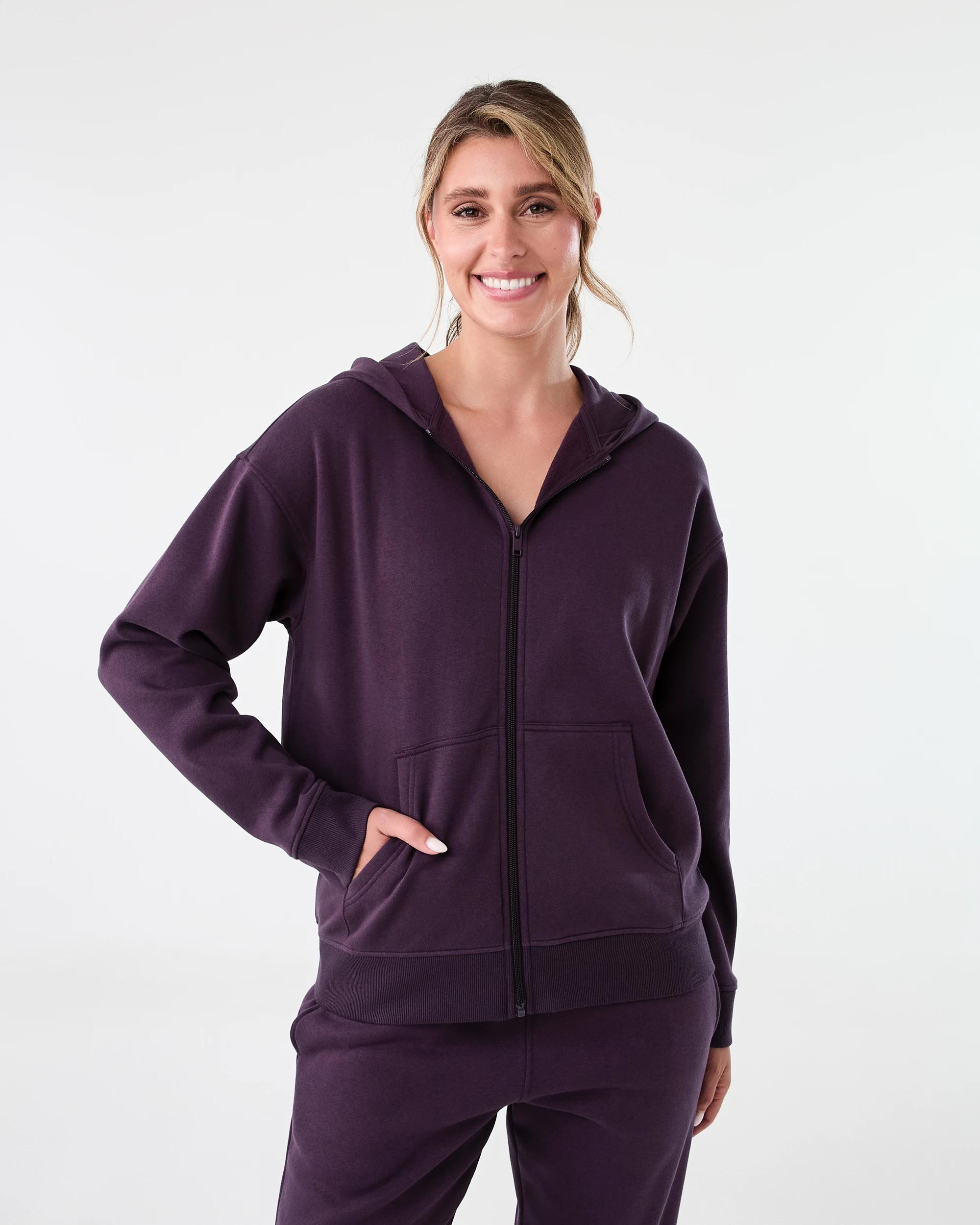 2 Active Womens Essential Zip Through Hoodie Pur Raisin, 2 of 9