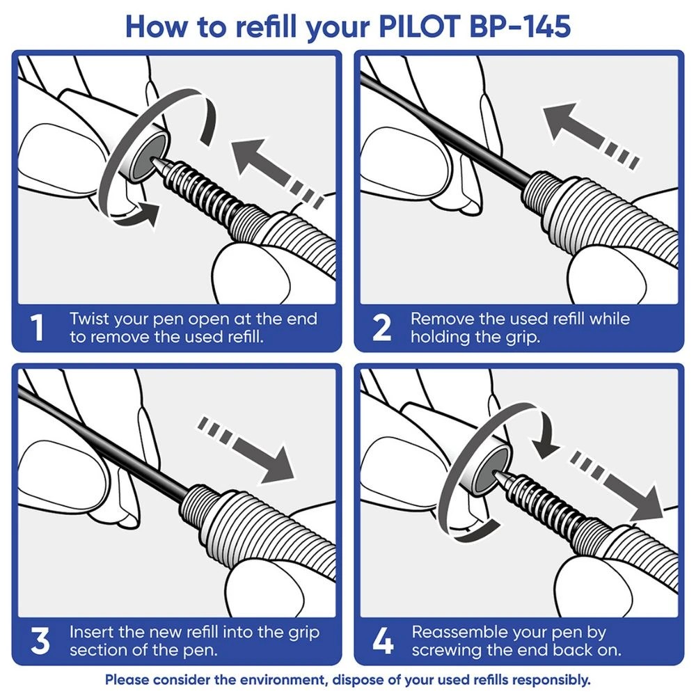 8 PILOT BP-145 Retractable Ballpoint Pen Fine 0.7mm Black 4 Pk, 8 of 8