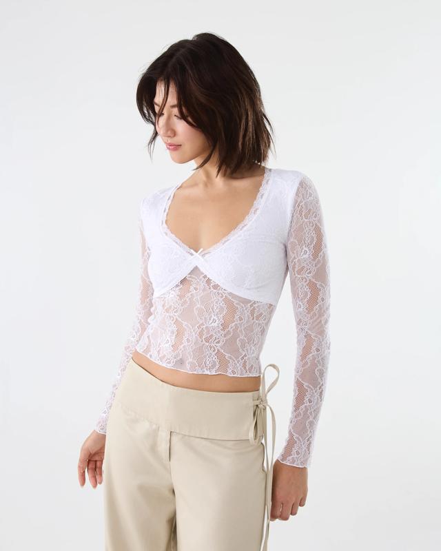 Long Sleeve Lace V-Neck