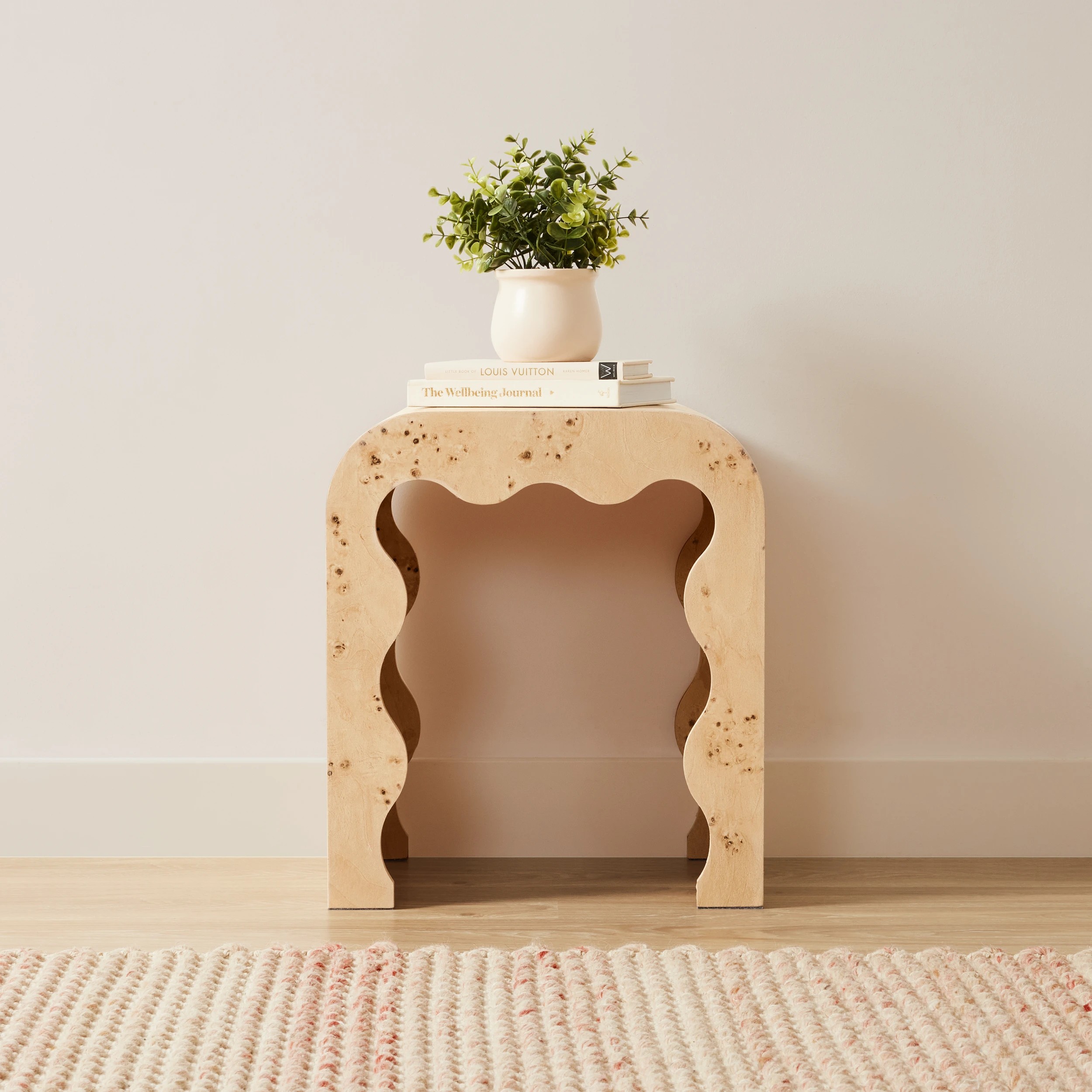 1 Burlwood Look Side Table, 1 of 6