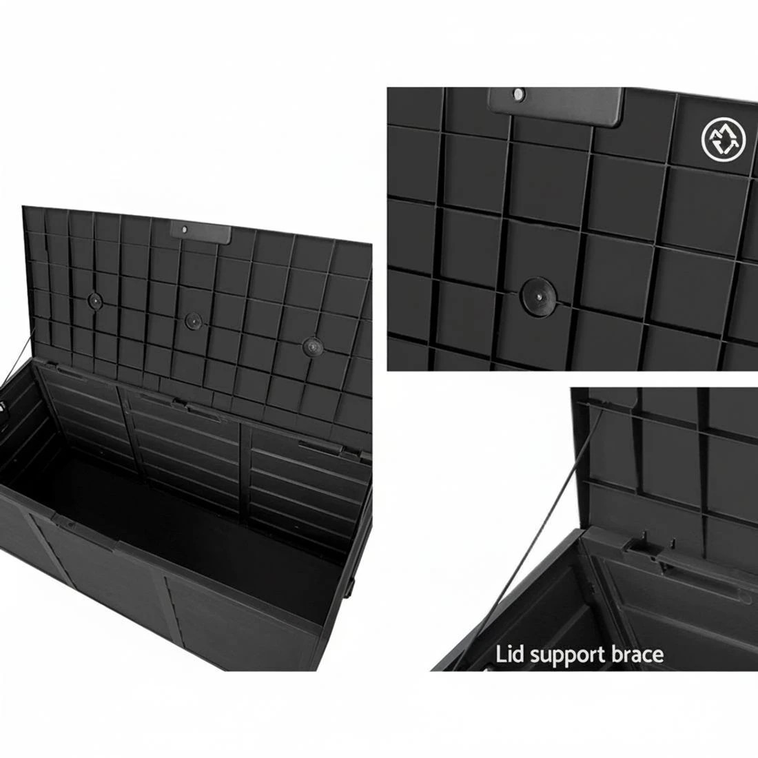 7 Gardeon Outdoor Storage Box 290L Lockable Organiser Garden Deck Shed - Black, 7 of 8