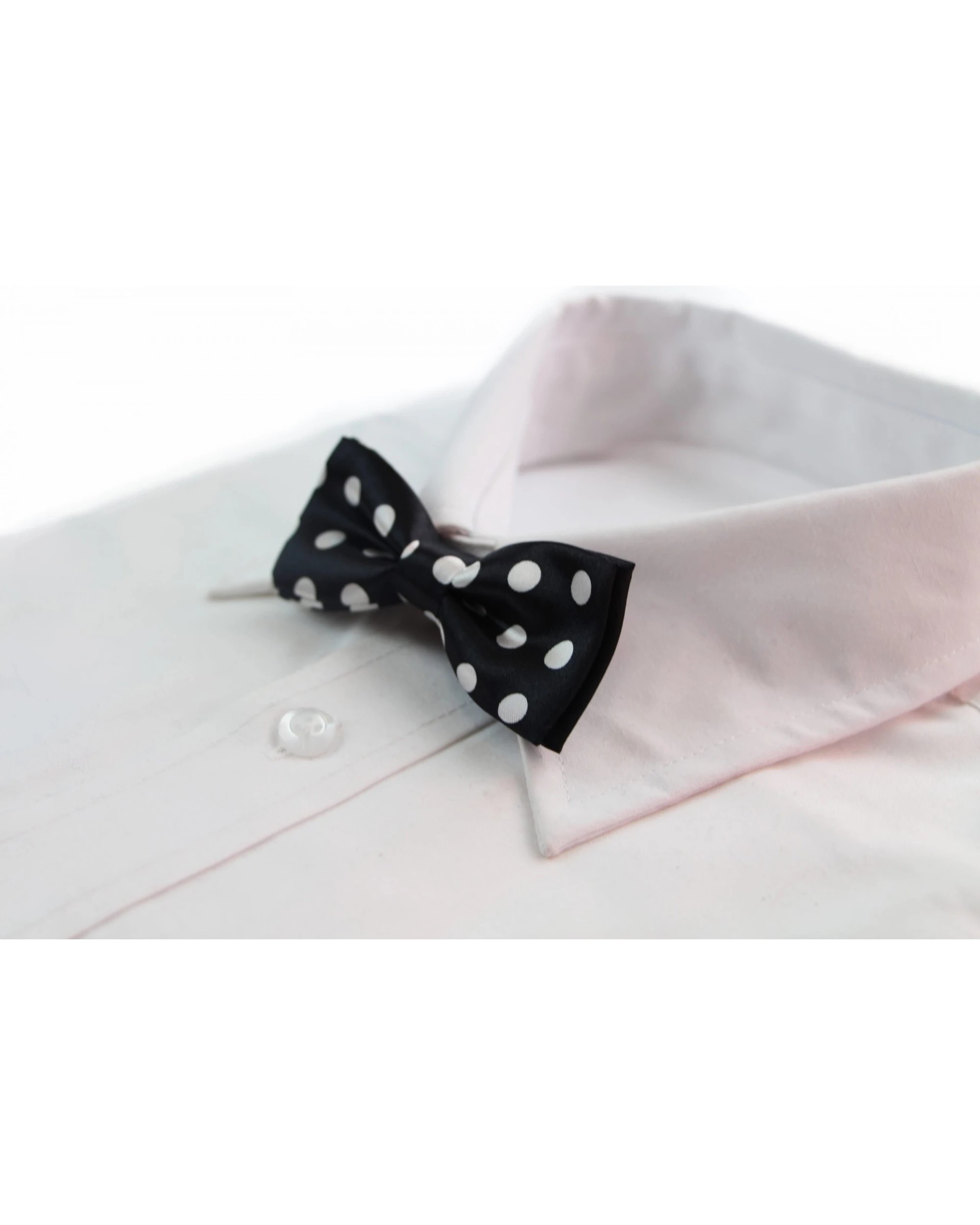 1 Zasel Boys Black With White Large Polka Dots Patterned Bow Tie, 1 of 2