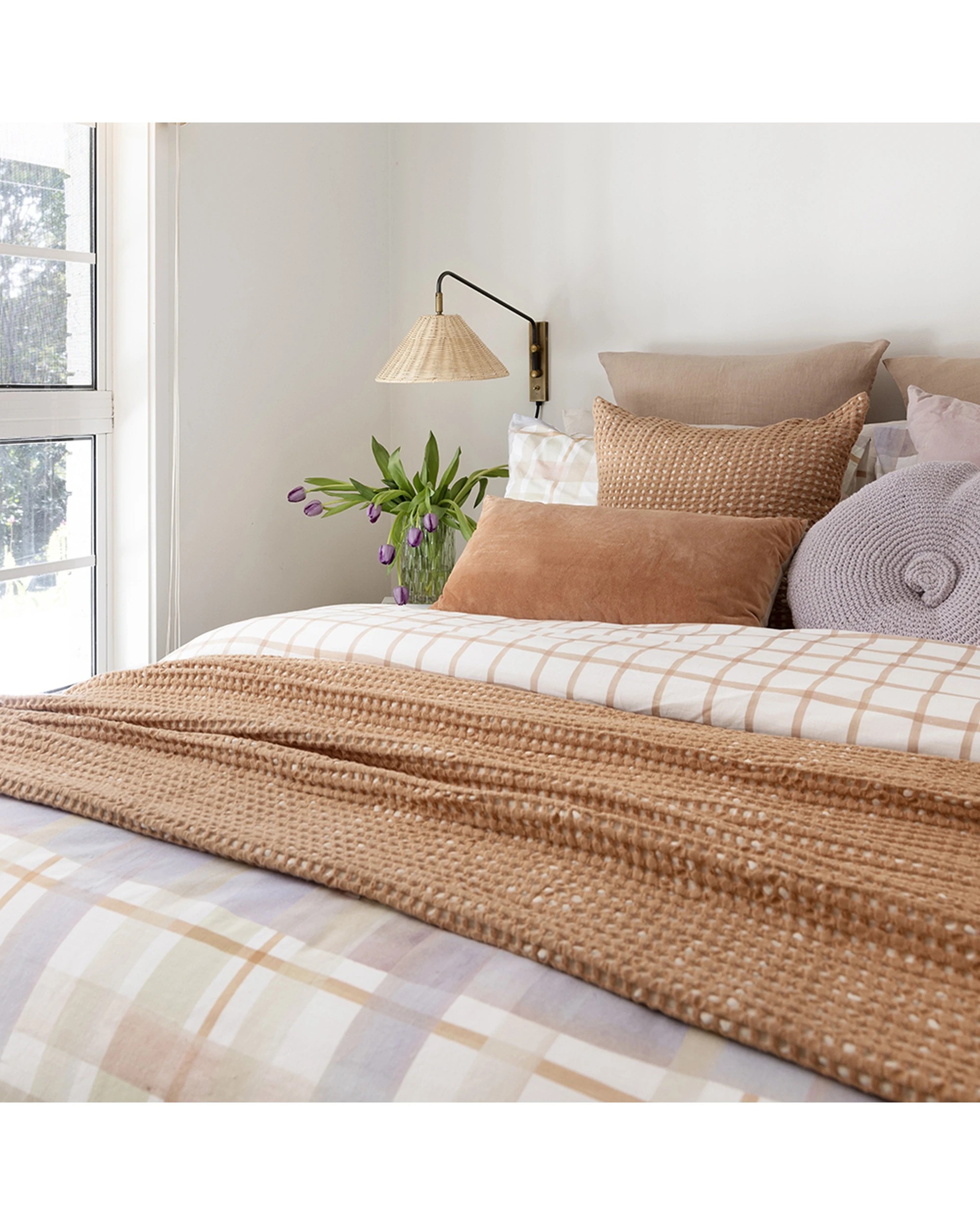 4 BAMBURY Dion Quilt Cover Set Cotton Watercolour Check Printed - Queen Bed - Pattern, 4 of 7