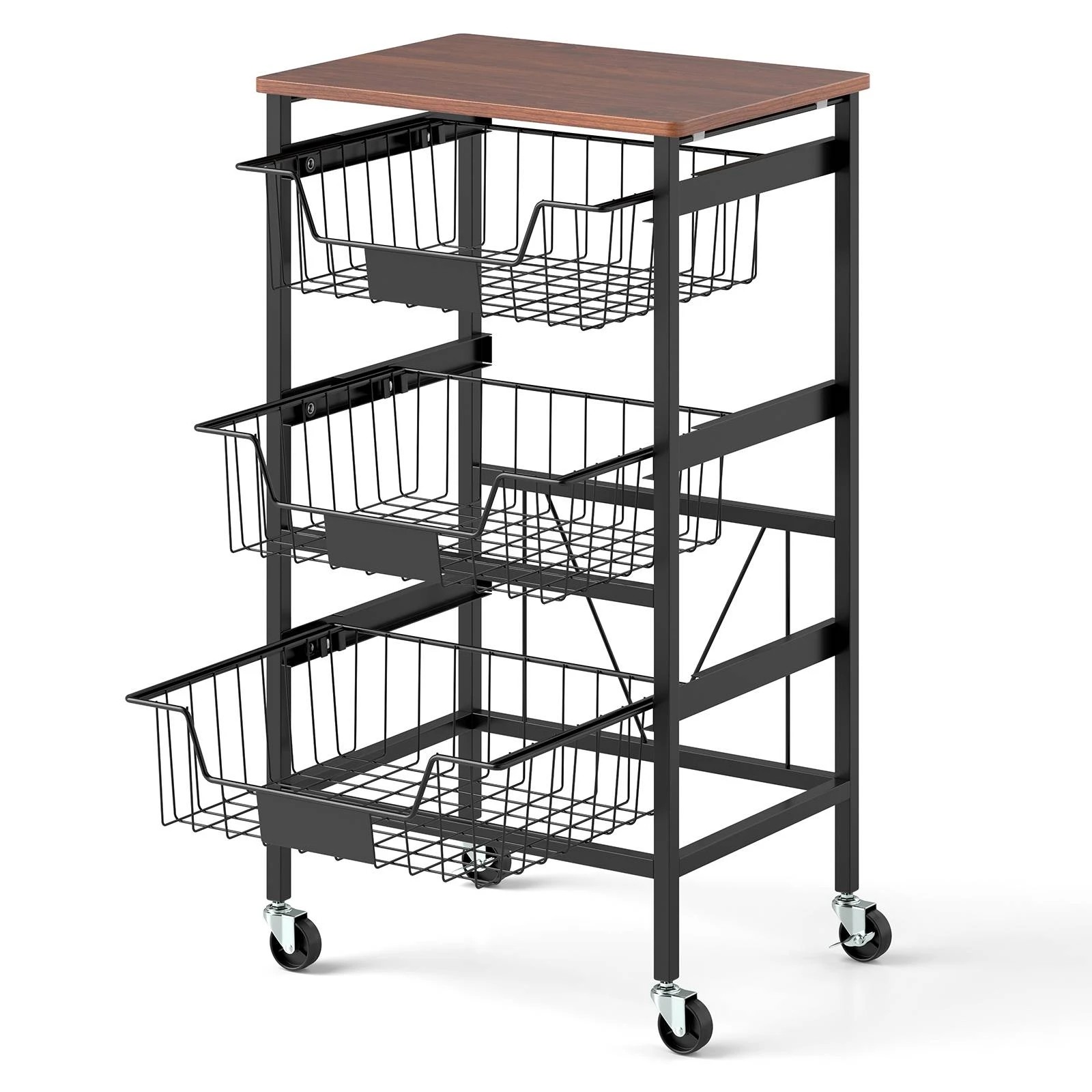1 Costway 4-Tier Kitchen Storage Drawer Cart Mobile Utility Trolley, 1 of 1