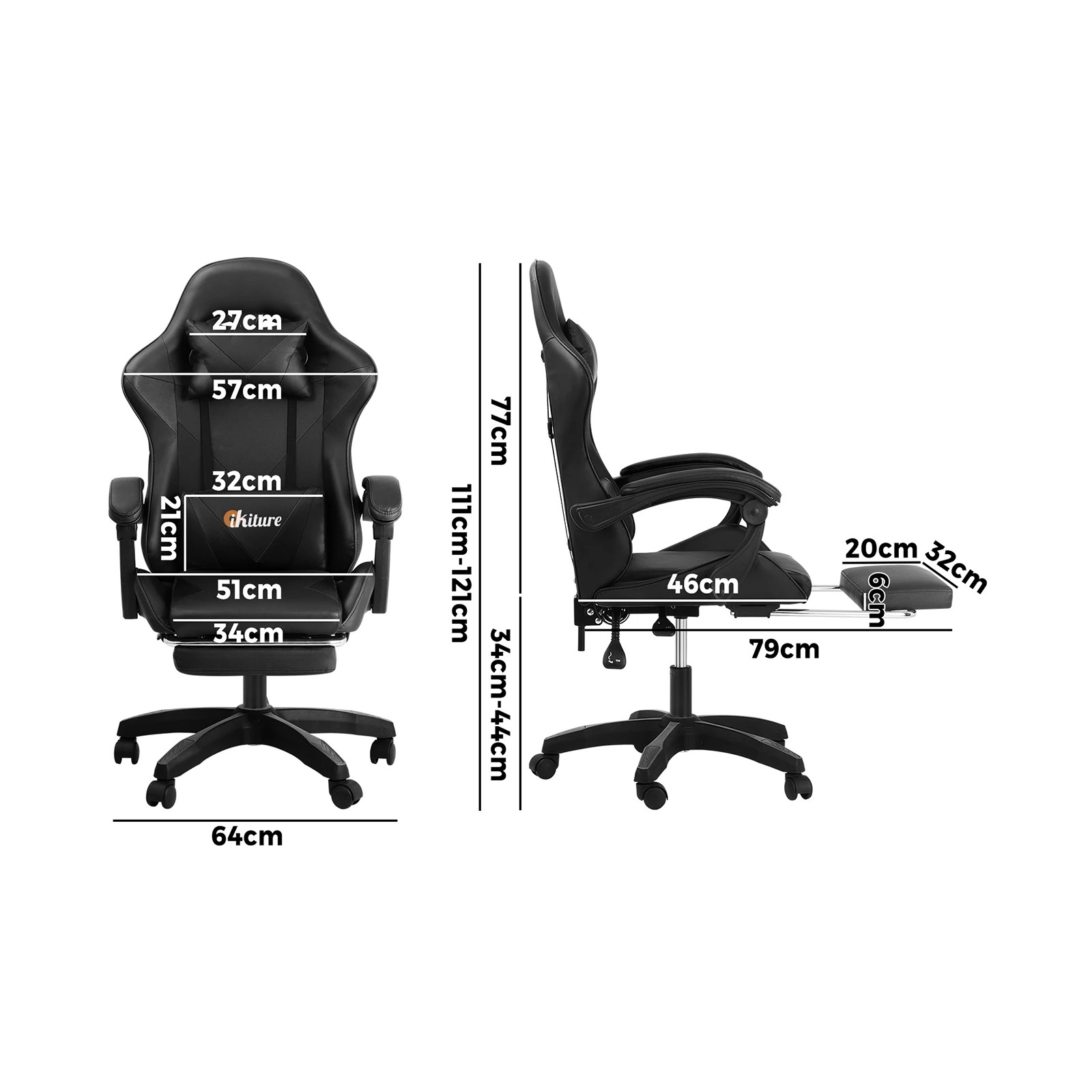 10 Oikiture Massage Gaming Office Chair Recliner
 - Black, 10 of 10