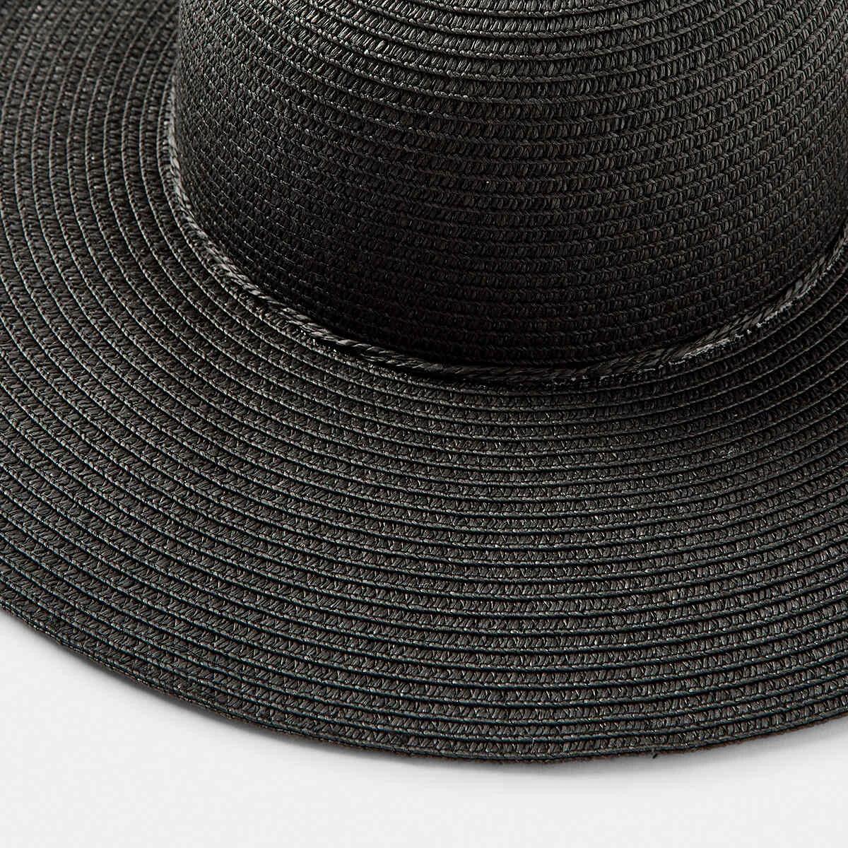 3 Ribbon Trim Wide Brim Hat Black, 3 of 4