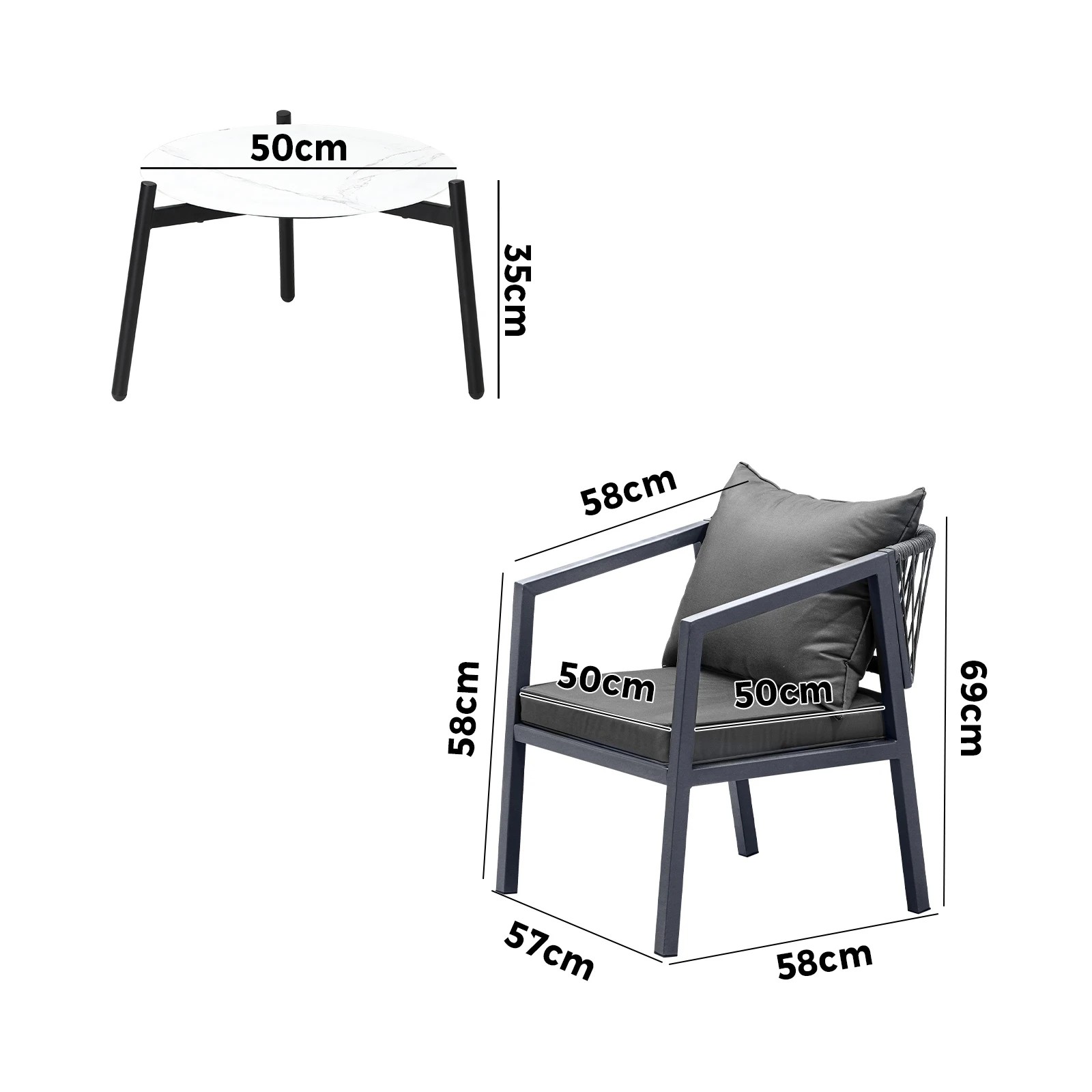 9 Livsip 3pcs Outdoor Patio Setting Furniture Lounge Set 50cm Coffee Table
 - Multi, 9 of 10