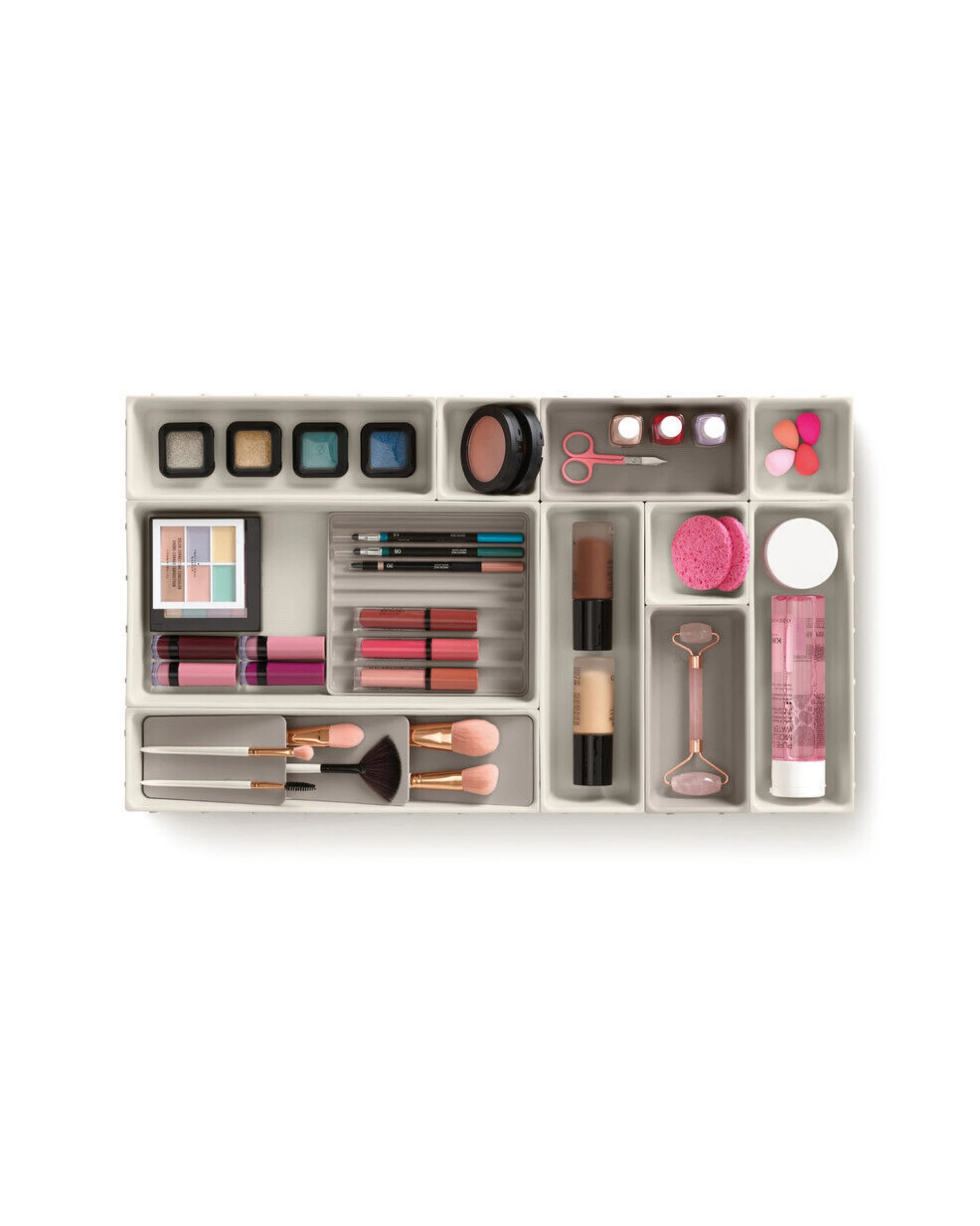 2 Joseph Joseph Viva 12 Piece Makeup Organiser Set - Shell - Beige, 2 of 4