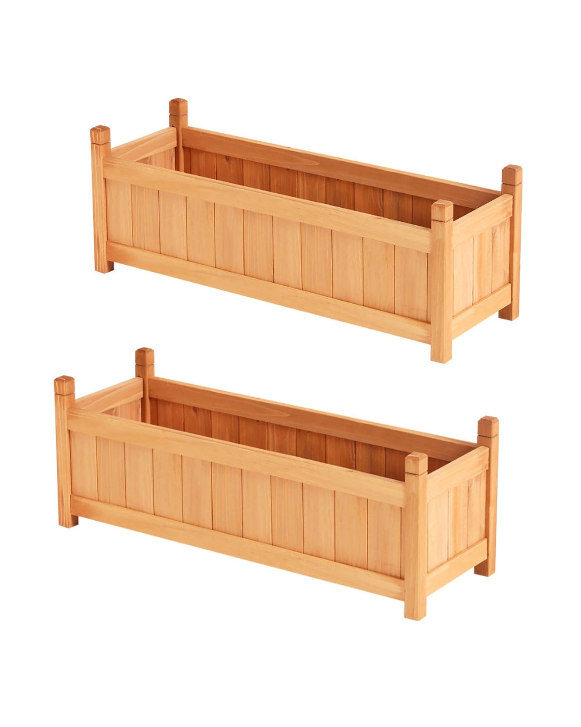 1 Green Fingers Raised Garden Bed 90x30x33cm Wooden Planter Box Raised Container Growing - Brown, 1 of 5