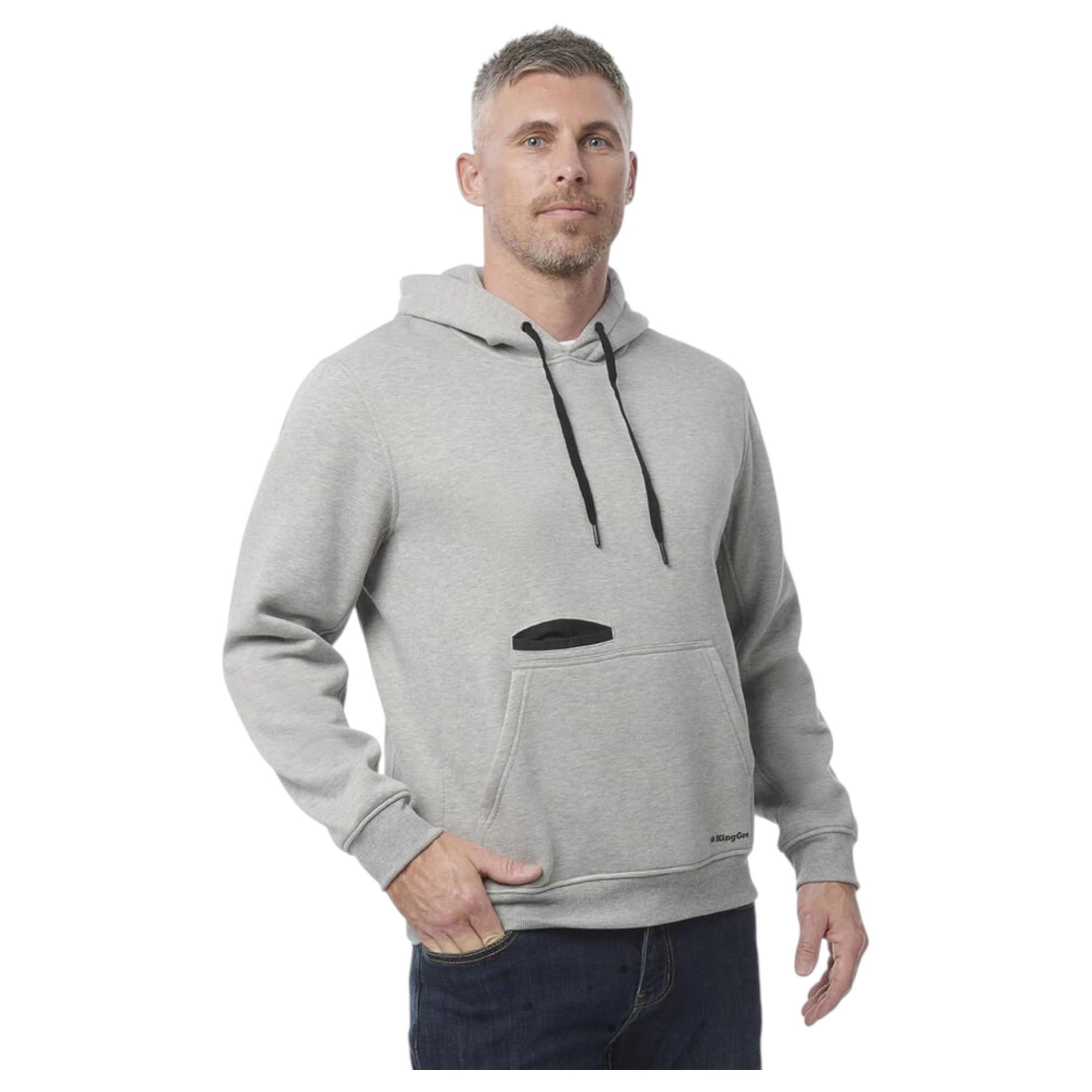 2 KingGee Mens Originals Fleece Hoodie GREY, 2 of 7