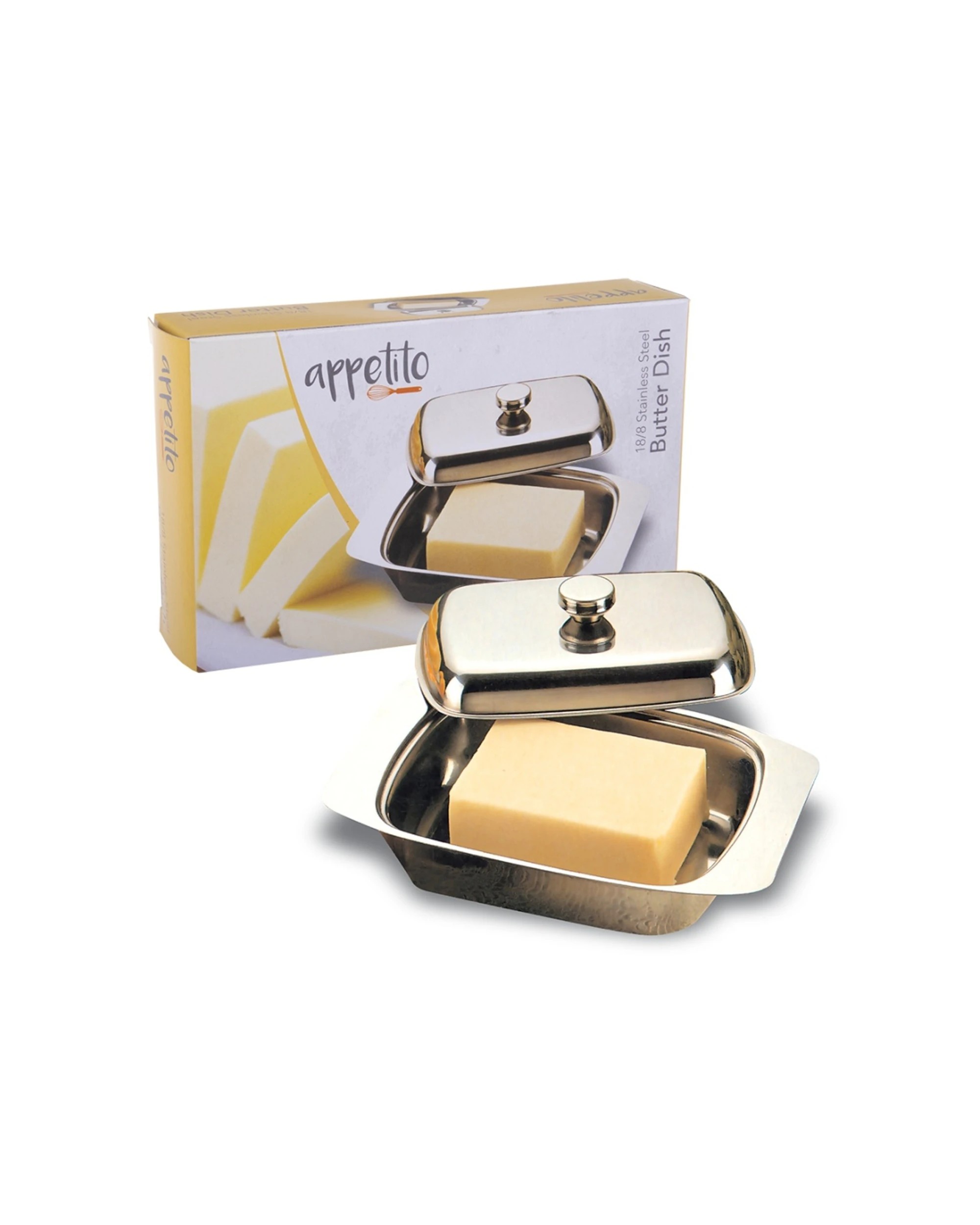 3 Appetito Stainless Steel Butter Dish With Cover Polished Finish 19x12x4cm - Silver, 3 of 3