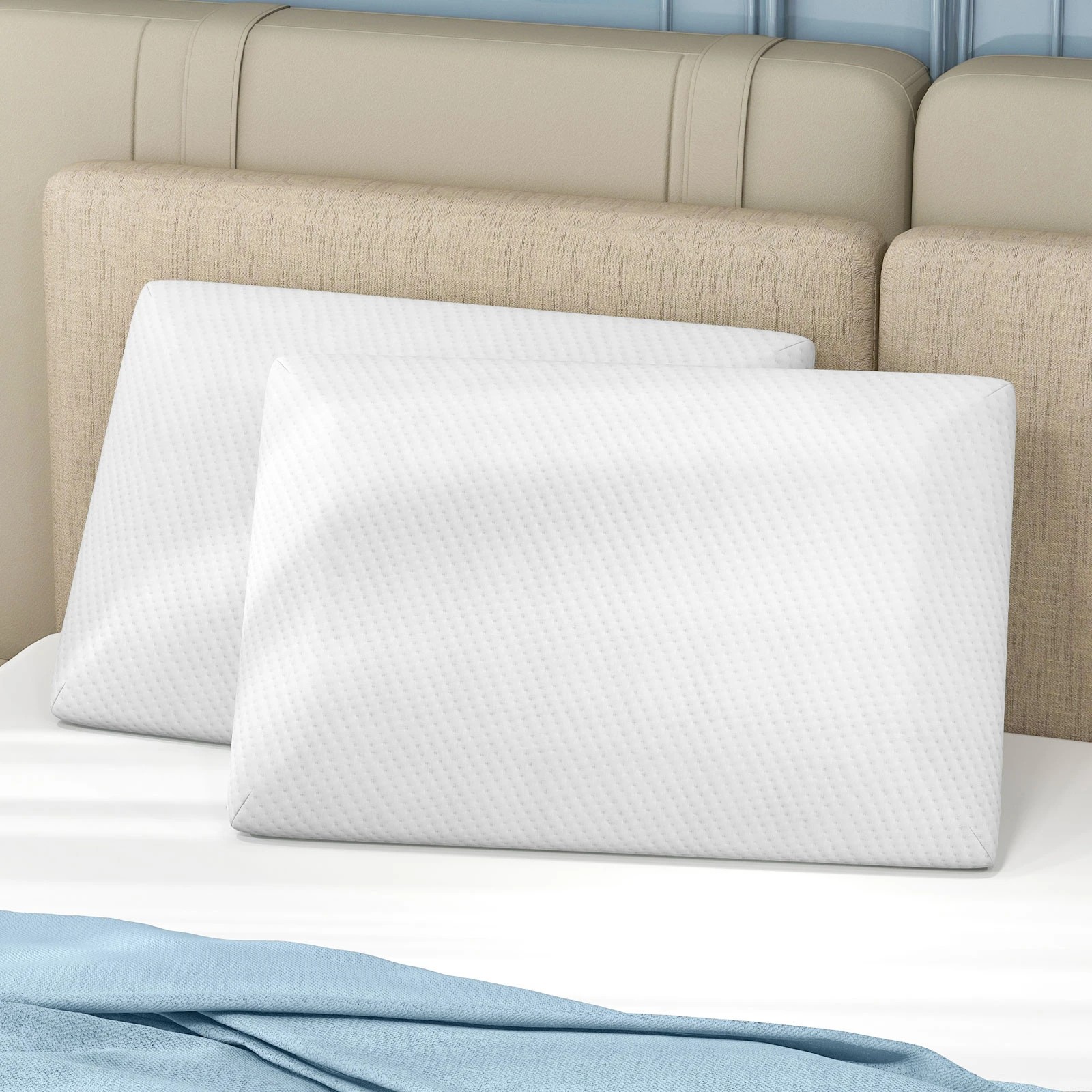 2 Costway 2PCS Memory Foam Pillow Retachable Bed Cushion Back Zipped Wedge Pillow Back Support, 2 of 4