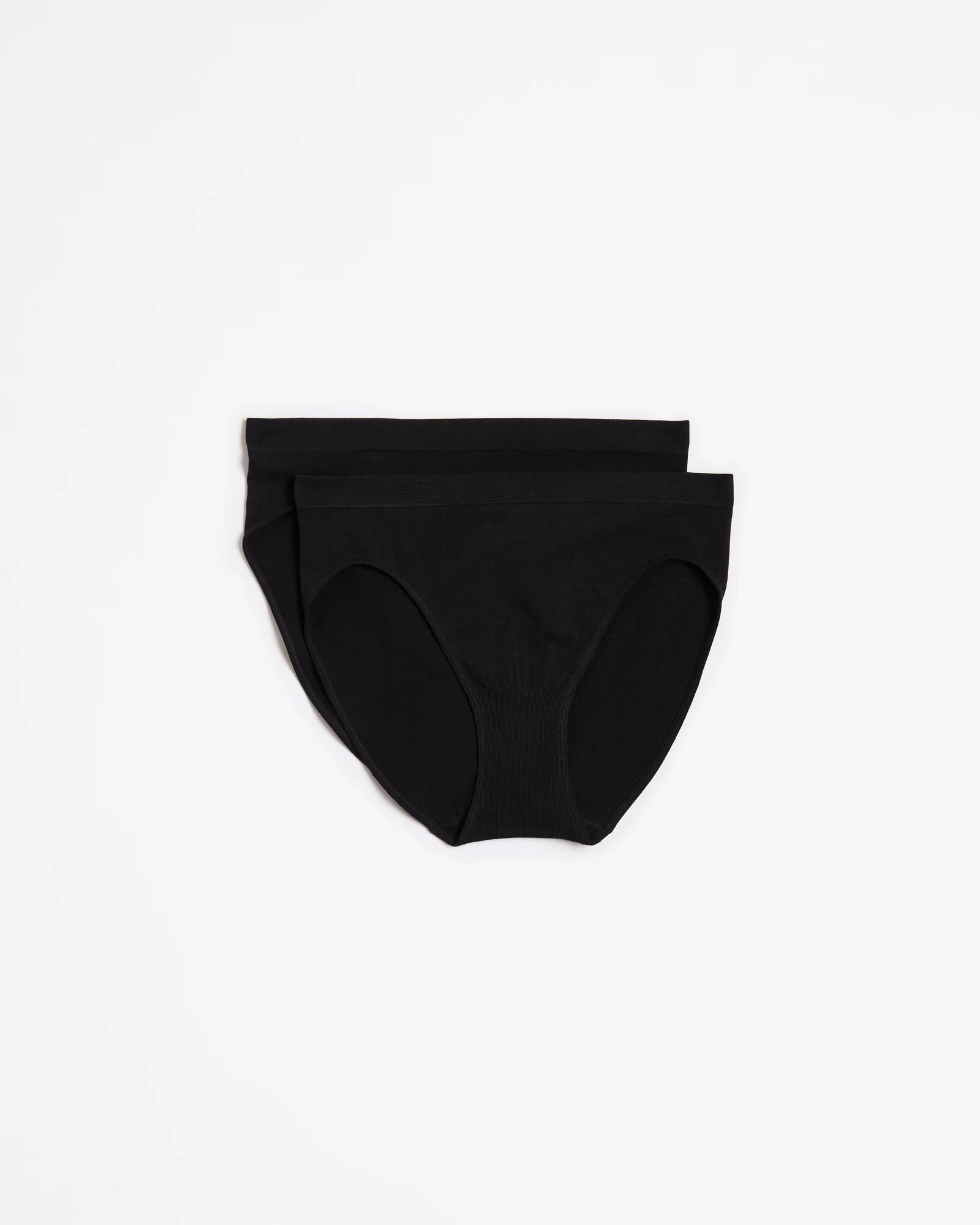 1 Target Woman Australian Cotton Blend 2 Pack Seamfree High Cut Briefs BLACK, 1 of 4