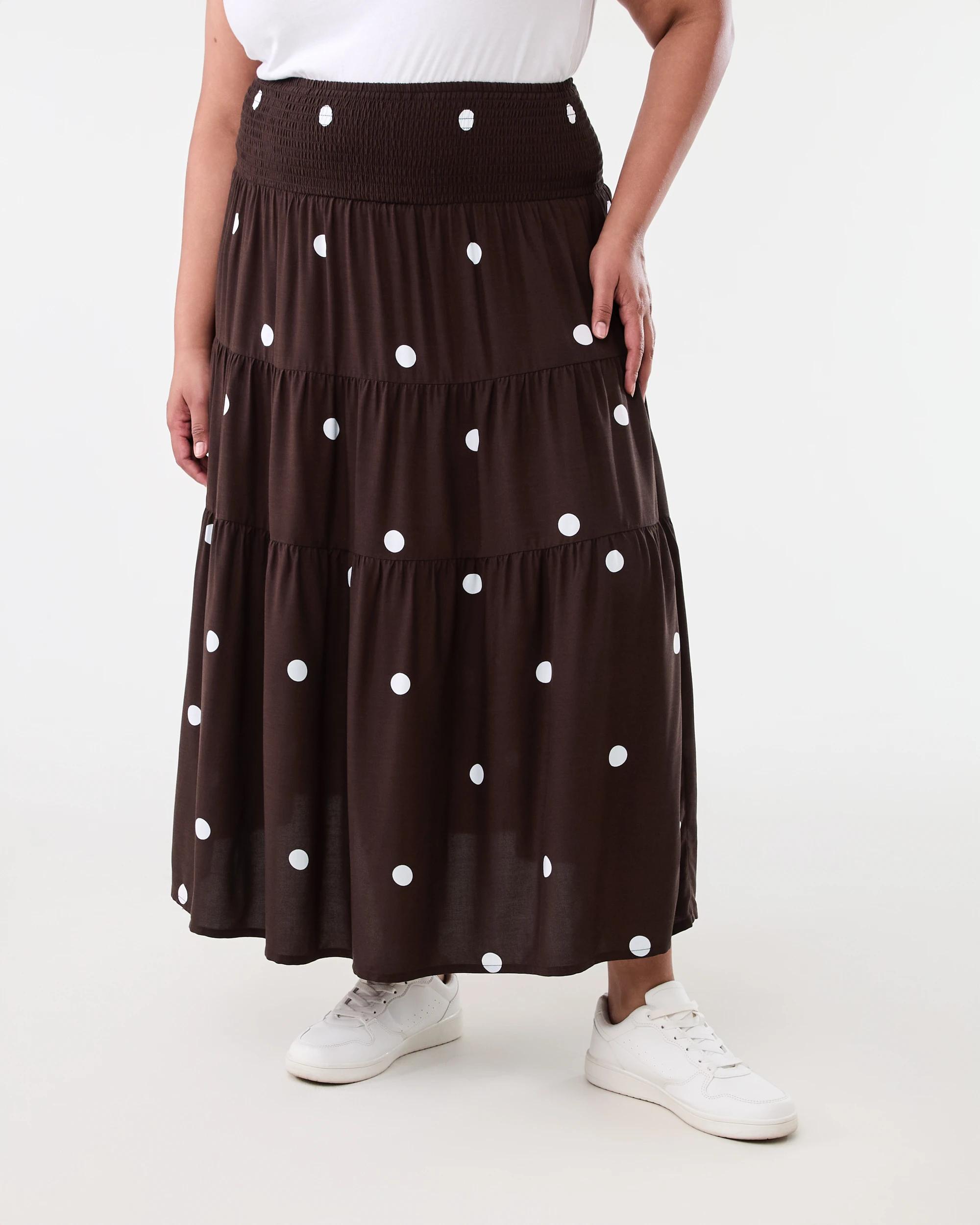 1 Curve Multi Tiered Textured Maxi Skirt Choc White, 1 of 5