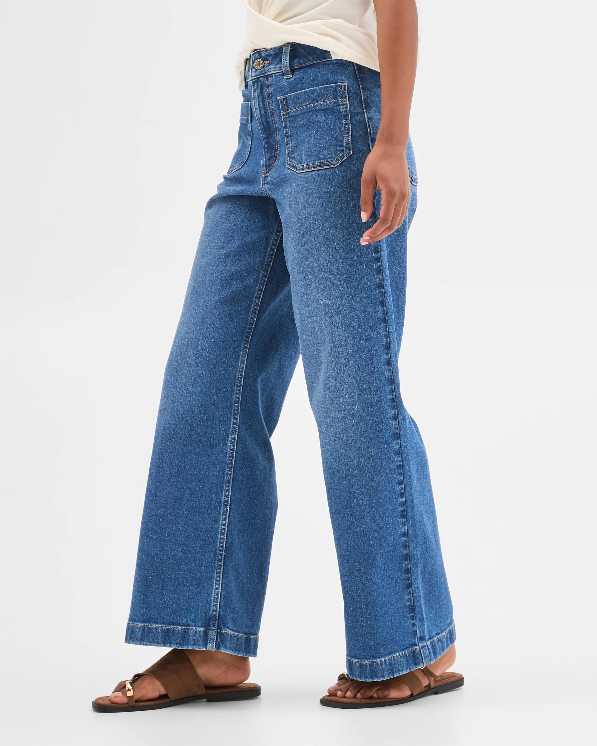 2 Target Petites Mila Full Length Wide Leg Denim Jeans SAPPHIRE, 2 of 5