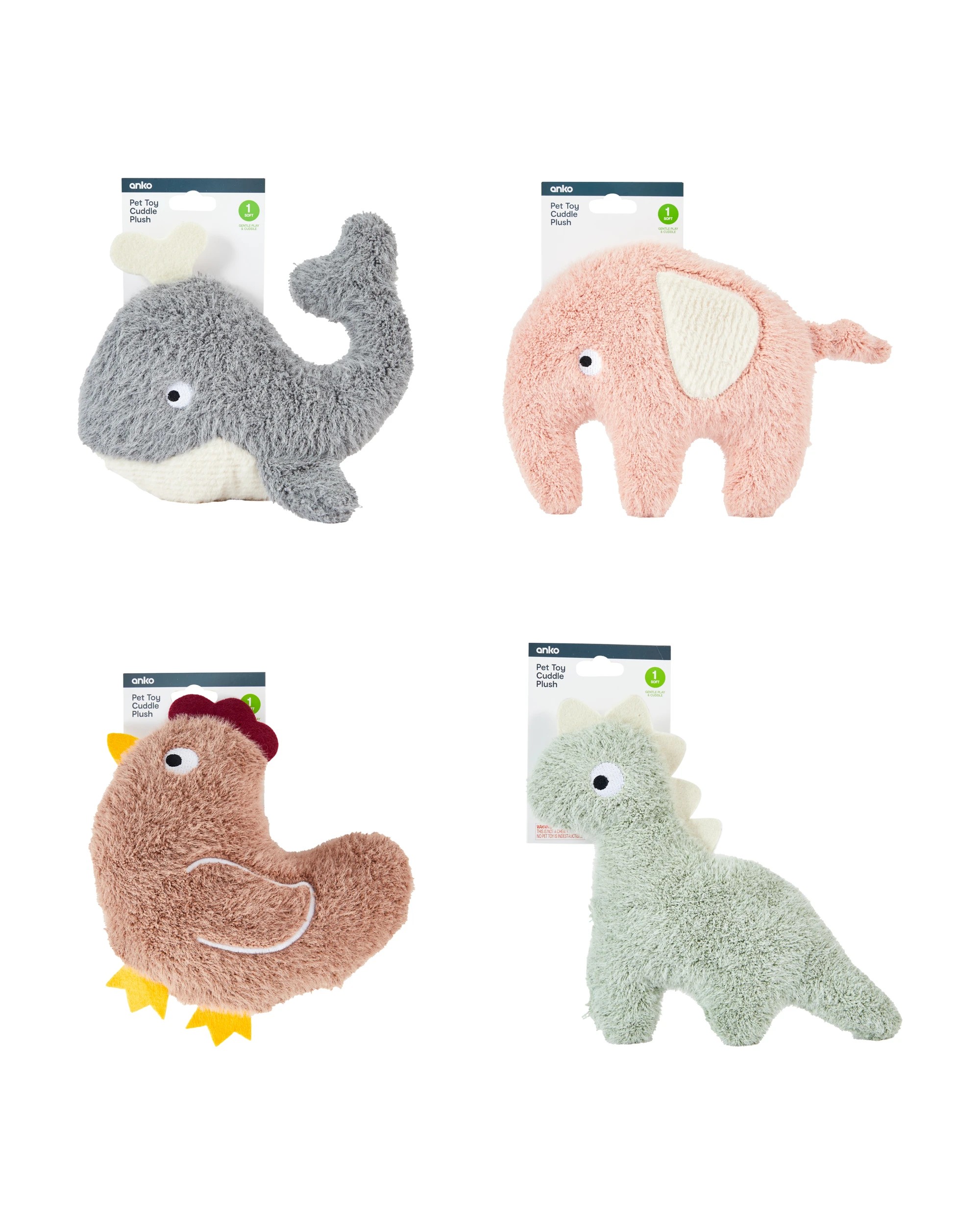 4 Cuddle Plush Pet Toy - Assorted, 4 of 4
