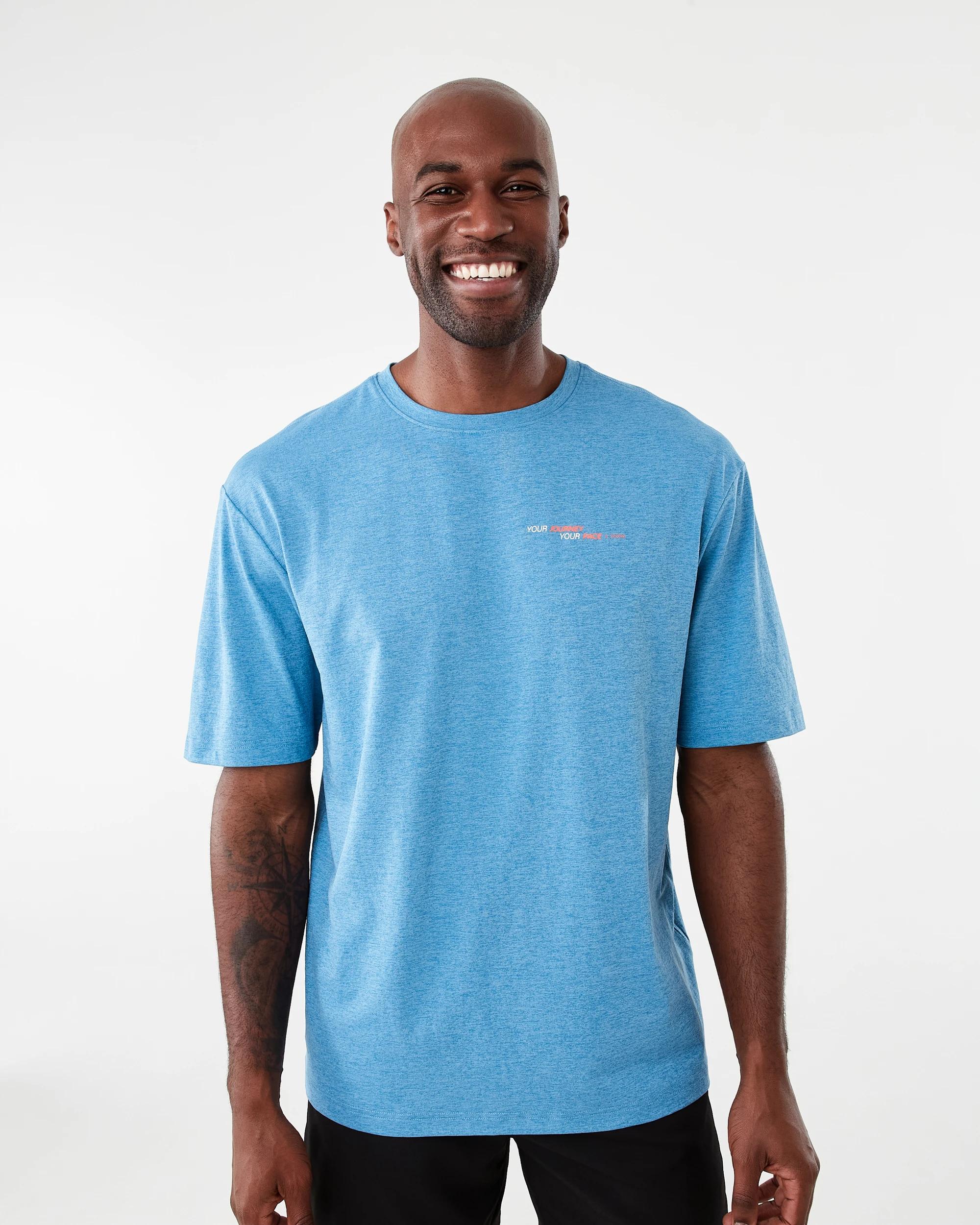 1 Active Mens Oversized Graphic T-shirt Blu Marble, 1 of 7