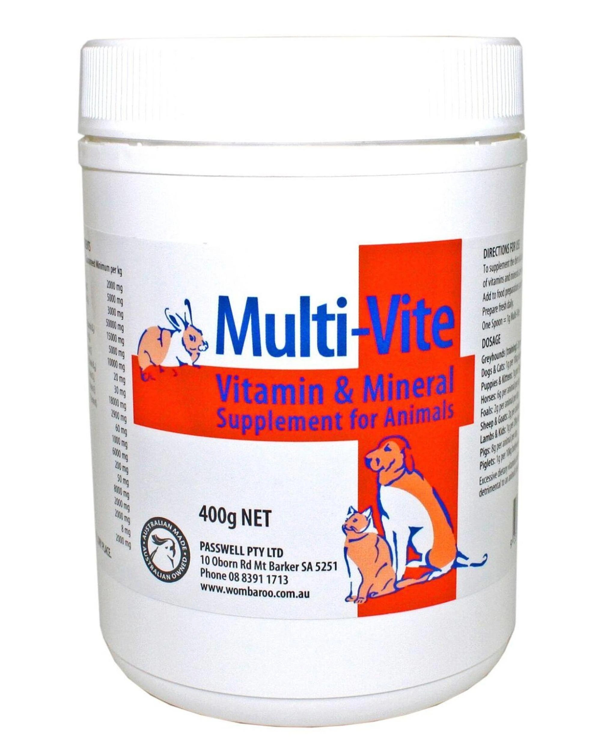 1 Passwell Multi-Vite Vitamin & Mineral Supplement for Animals 400g, 1 of 1