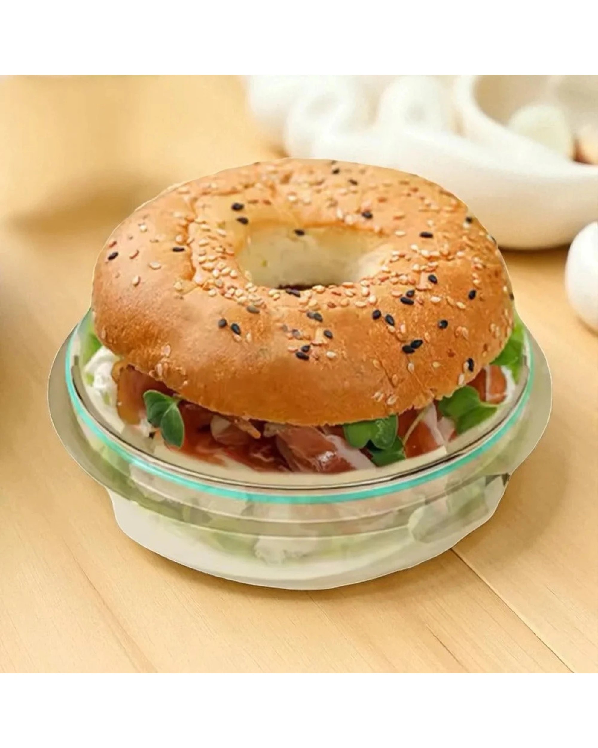2 Joie Clear Lunch Bagel Box Snap On Lid Microwave Safe Food Container 12.7cm - Clear, 2 of 3