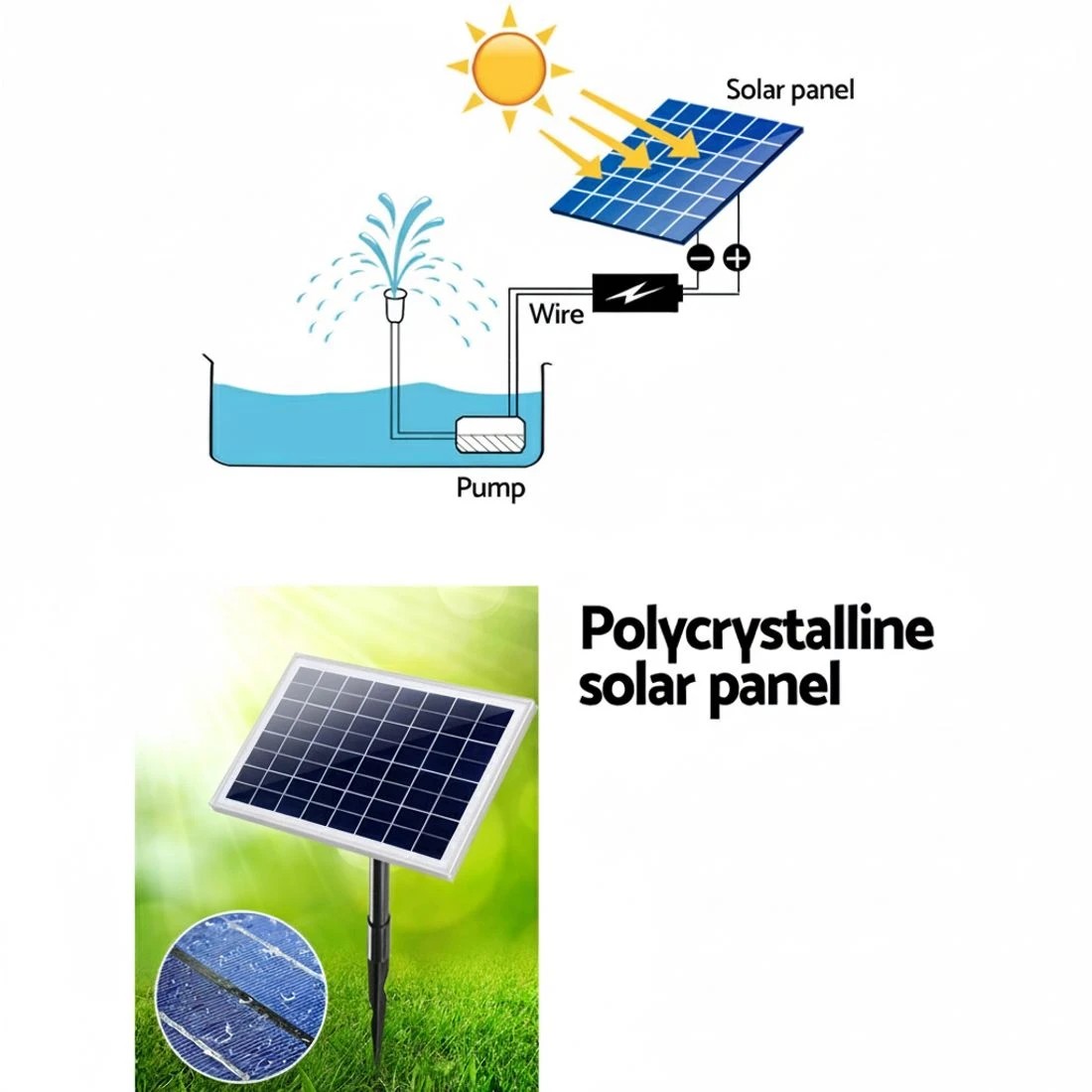 6 Gardeon Solar Pond Pump Submersible Water Fountain with Battery Kit LED Lights 6.6FT - Black, 6 of 6