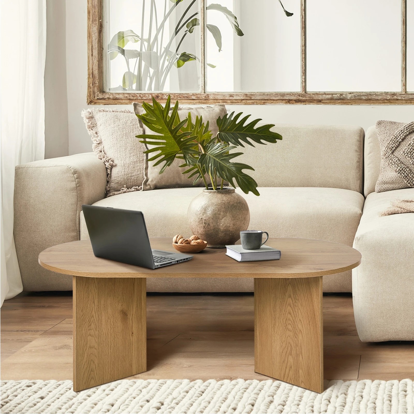 4 Oikiture Coffee Table Oval - Natural, 4 of 10