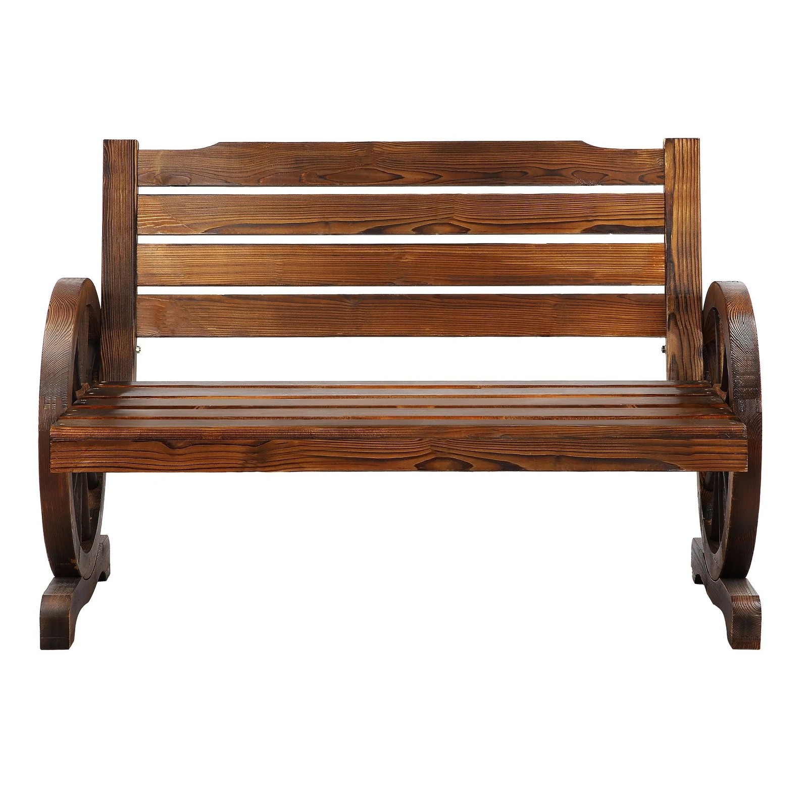 6 Alfordson Wooden Garden Bench Wagon Wheel Chair Seat Outdoor Patio - Charcoal, 6 of 9