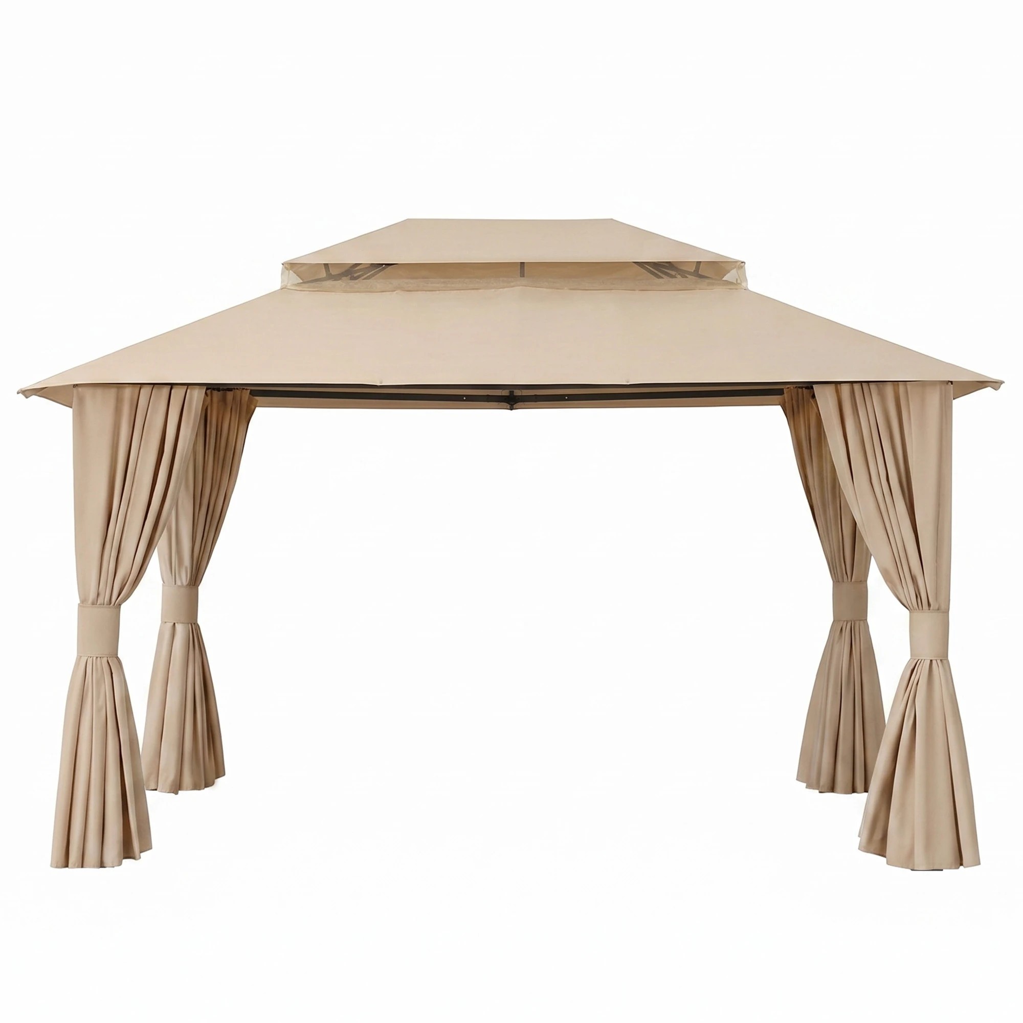 3 Instahut Gazebo 3x4m Canopy Outdoor Steel Frame Patio Tent Curtains Marquee - Beige, 3 of 7